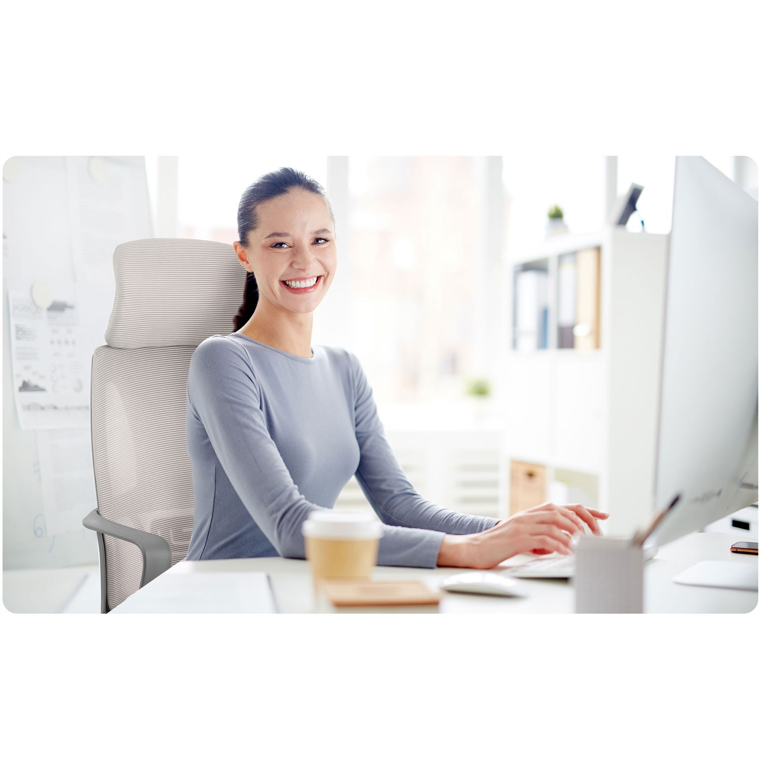 Praga mikrovõrgust kontoritool - helehall - Image 9