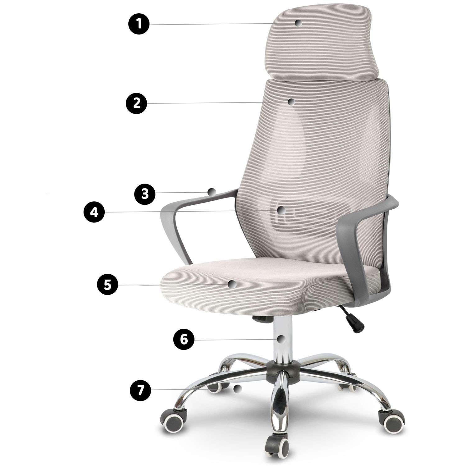 Praga mikrovõrgust kontoritool - helehall - Image 10