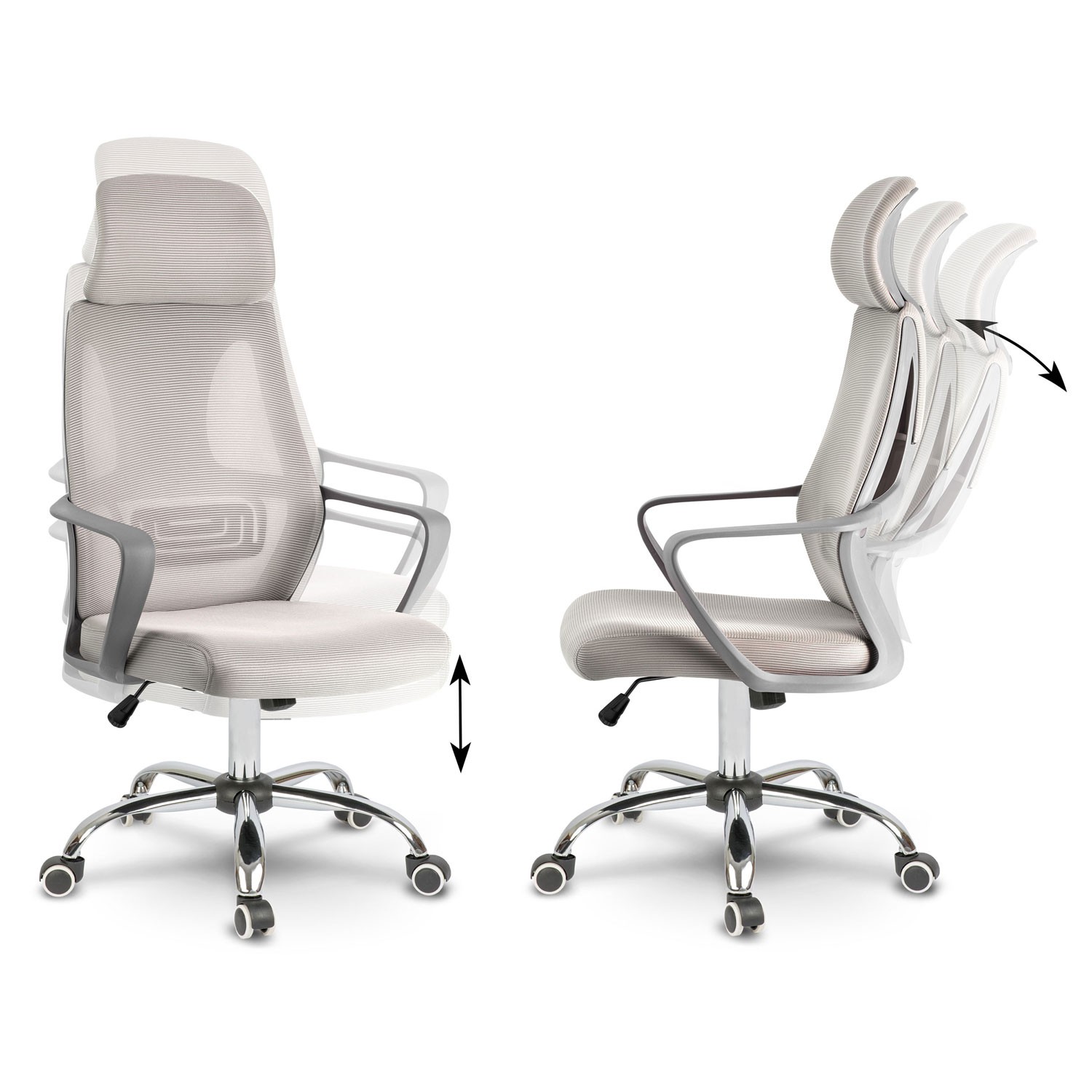 Praga mikrovõrgust kontoritool - helehall - Image 11