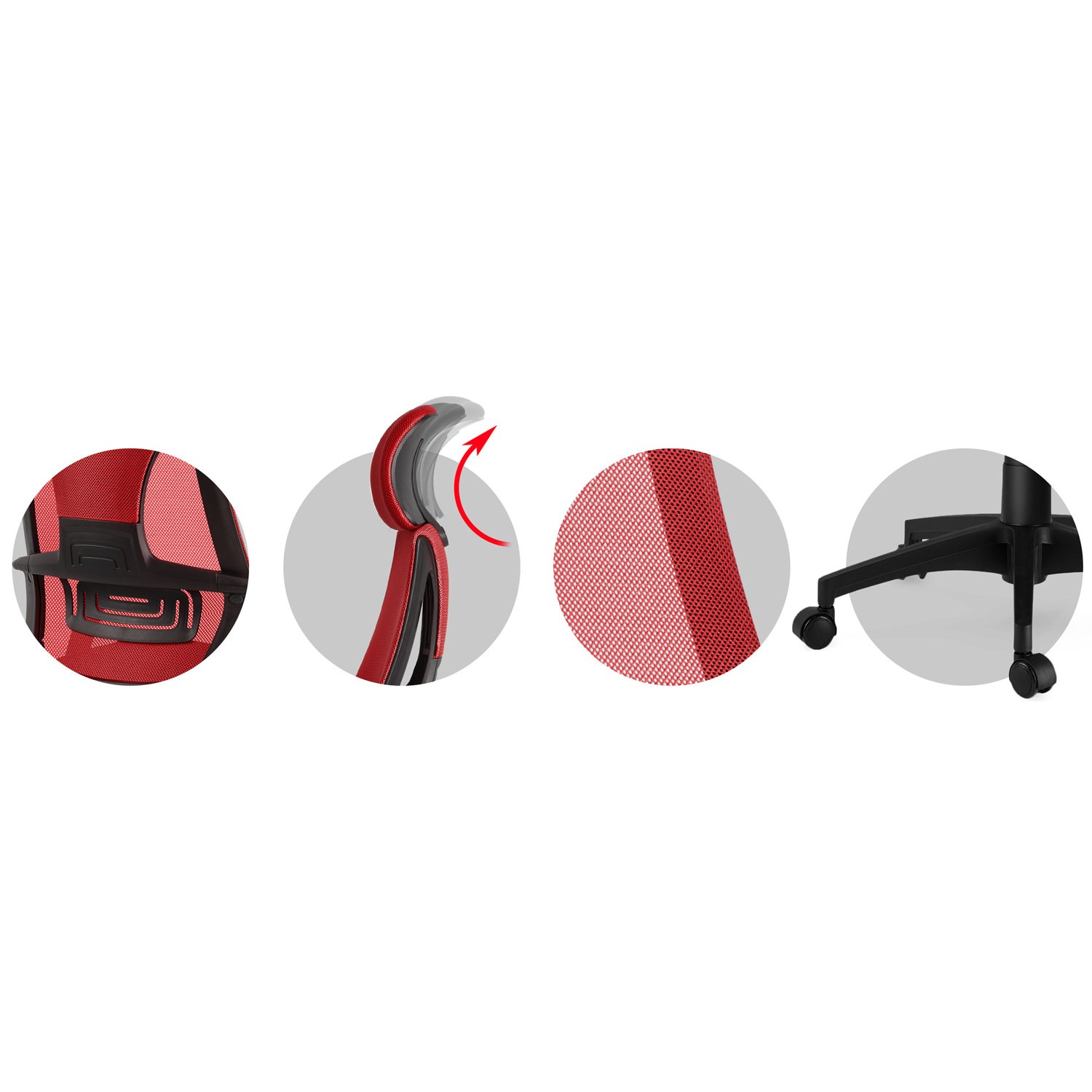 Praga mikrovõrgust kontoritool – punane ja must - Image 7