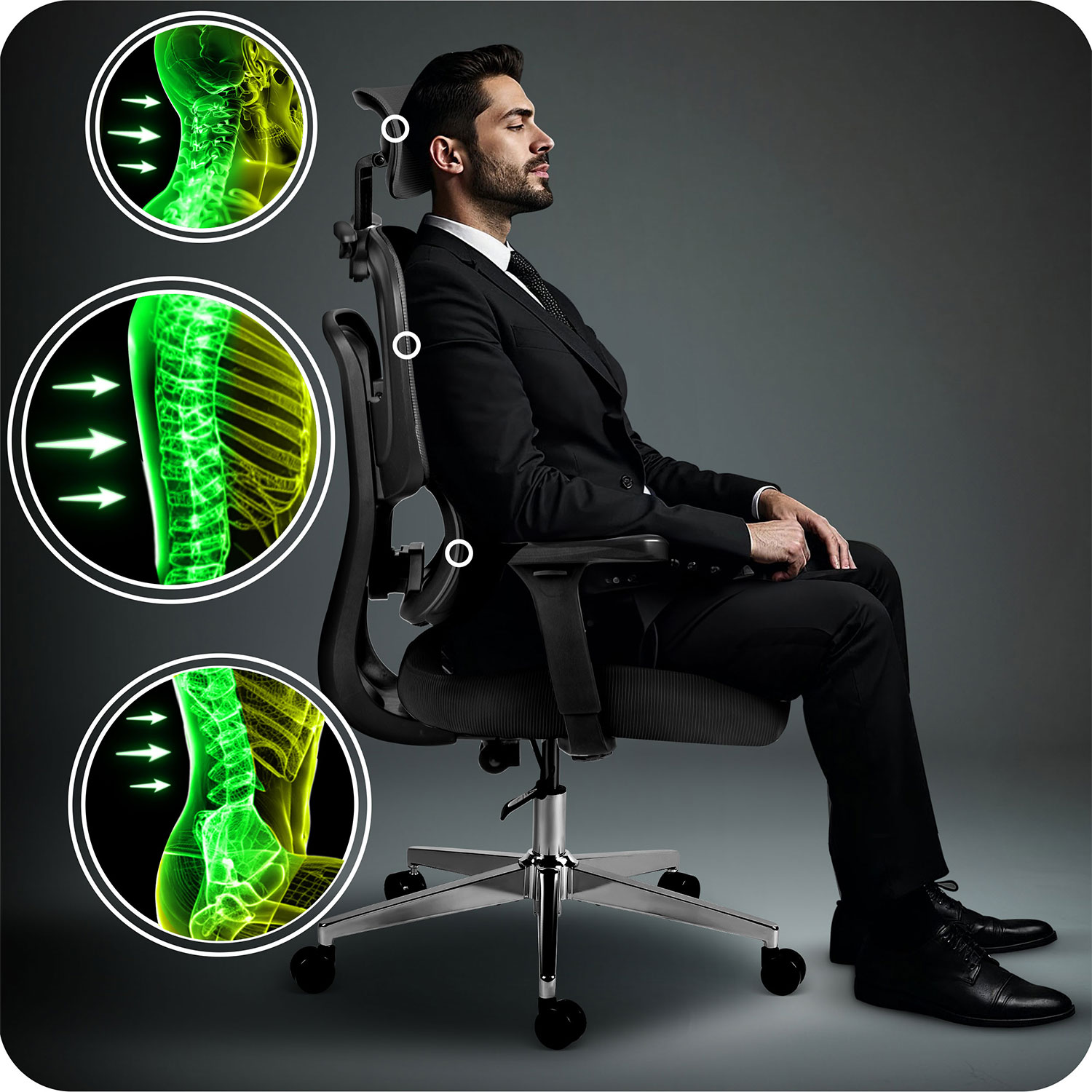 Sofotel Talin mikrovõrgust kontoritool – must - Image 14