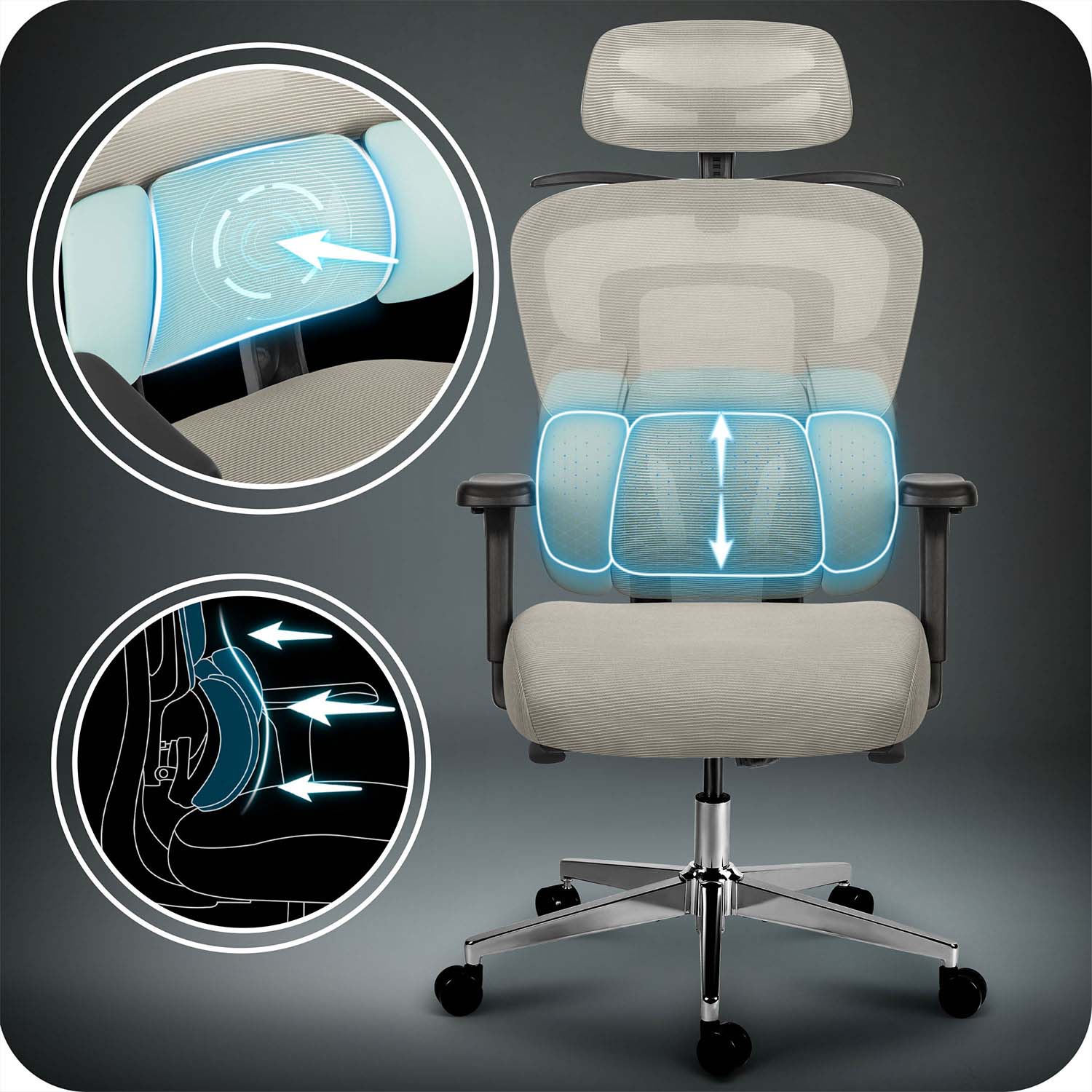 Sofotel Talin mikrovõrgust kontoritool – hall - Image 6