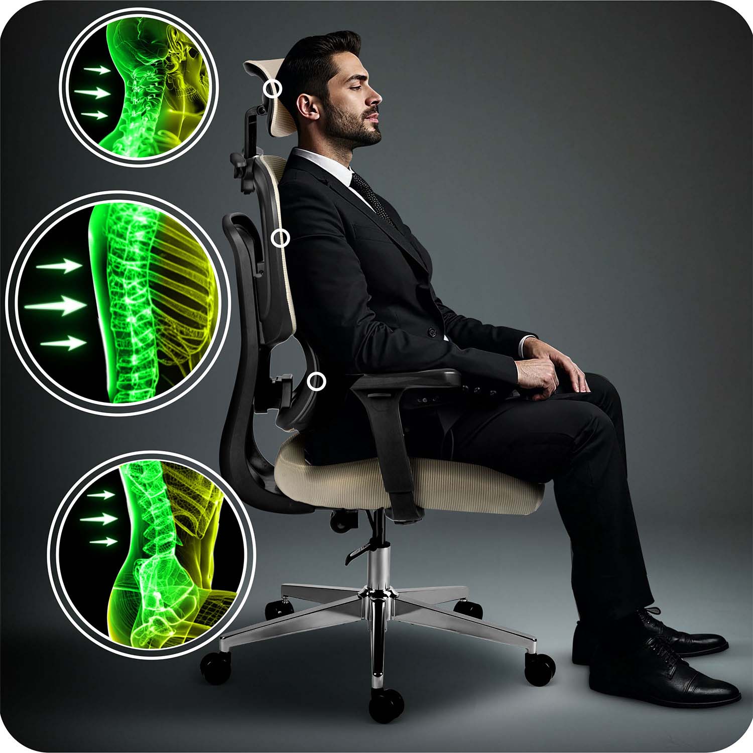 Sofotel Talin mikrovõrgust kontoritool – hall - Image 14