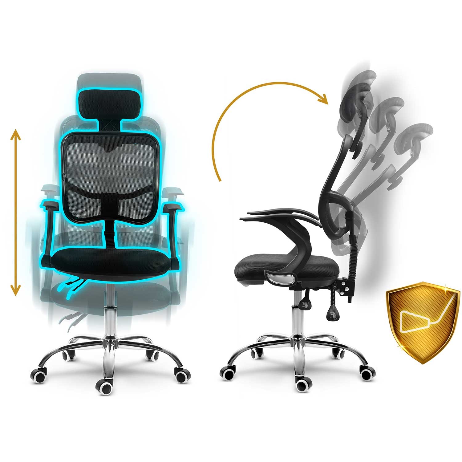 Sofotel Ryga mikrovõrgust kontoritool, must - Image 11