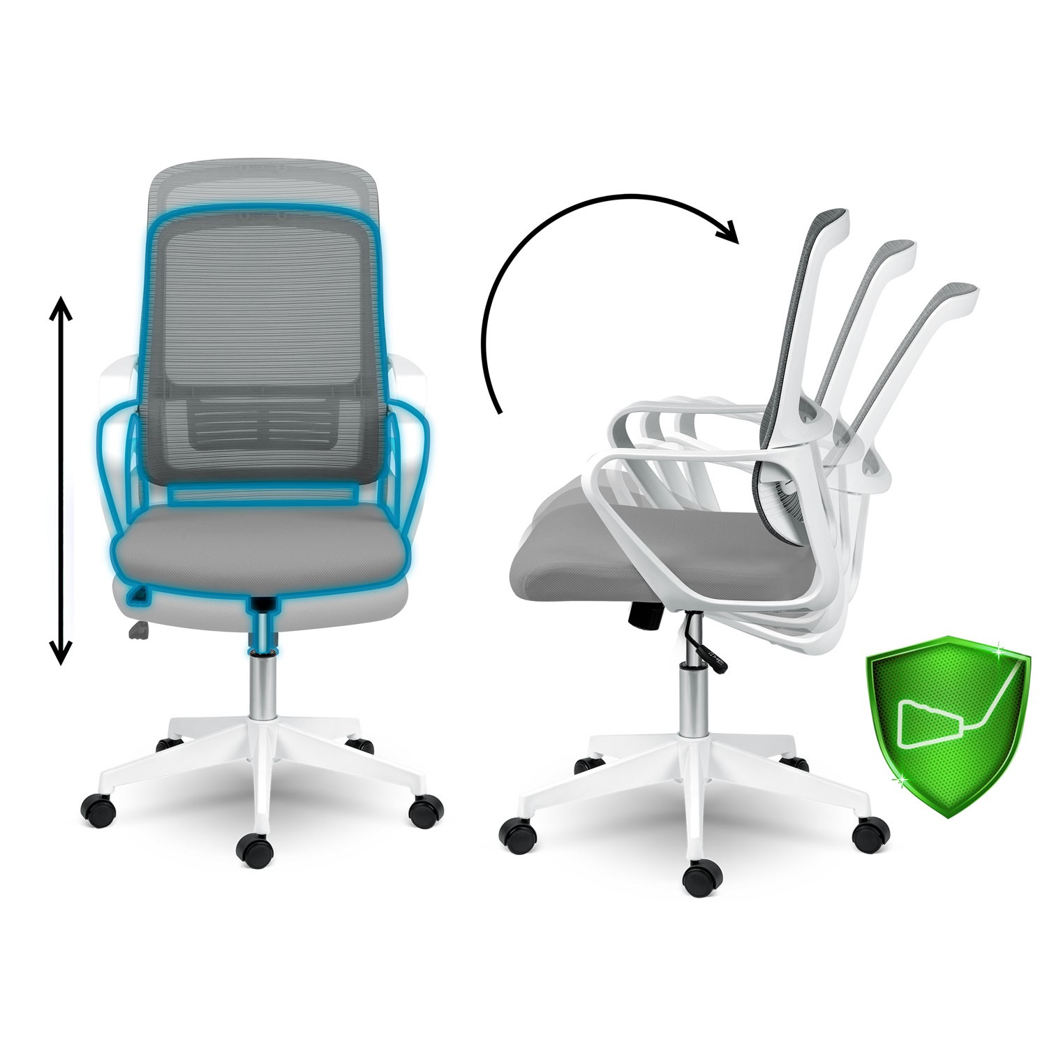 Sofotel Wizo mikrovõrgust kontoritool, hall ja valge - Image 11