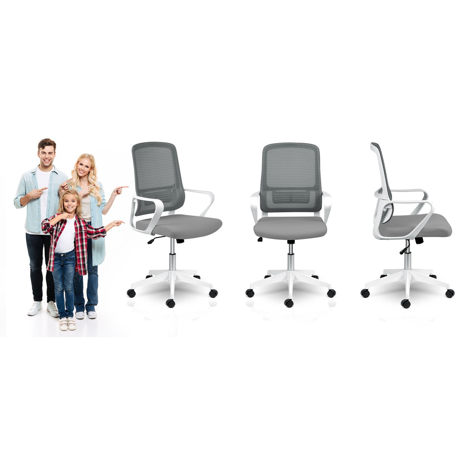 Sofotel Wizo mikrovõrgust kontoritool, hall ja valge - Image 12