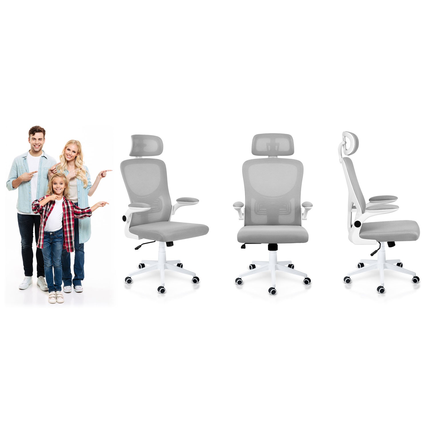 Sofotel messingist mikrovõrgust kontoritool, hall - Image 11