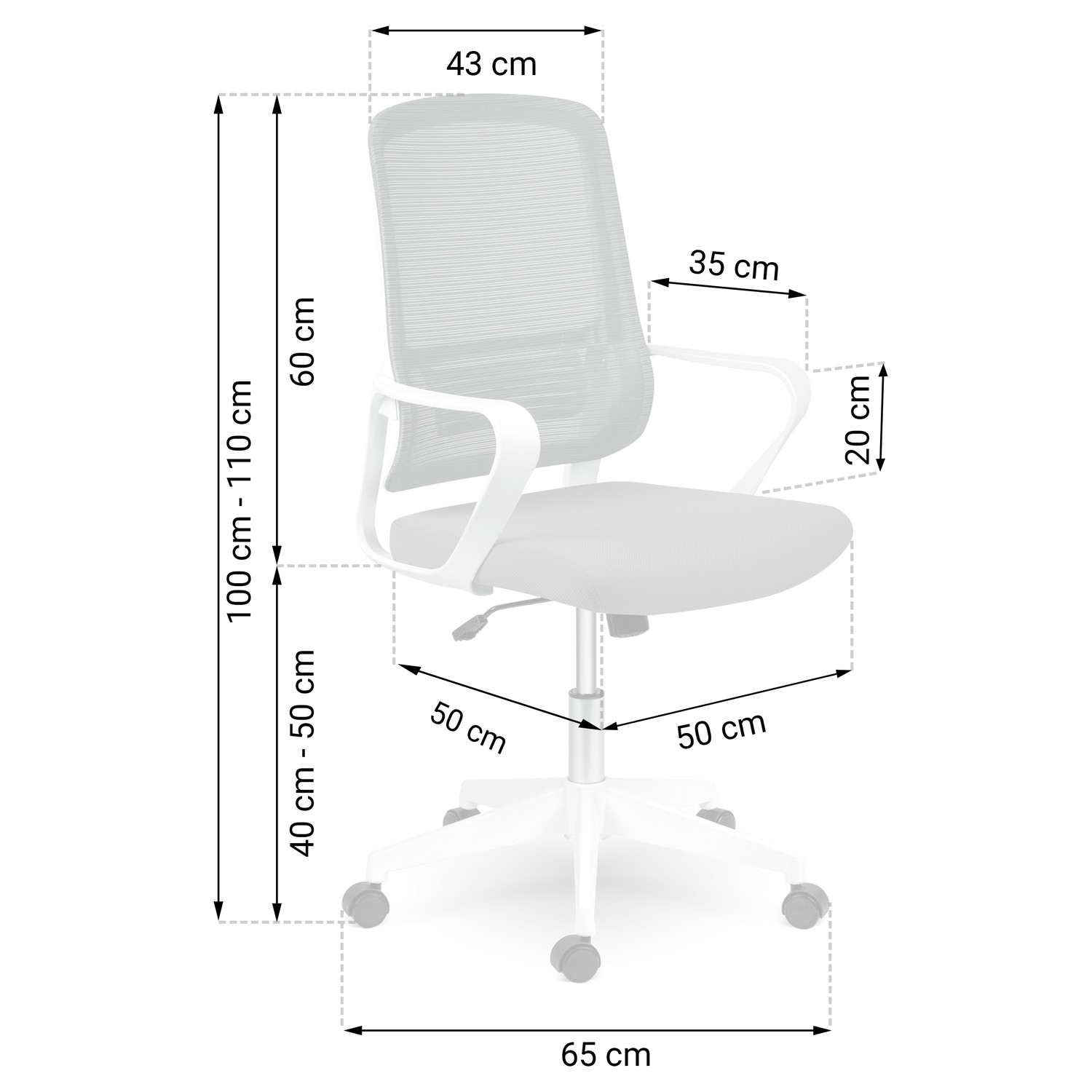 Sofotel Wizo mikrovõrgust kontoritool, hall ja valge - Image 15
