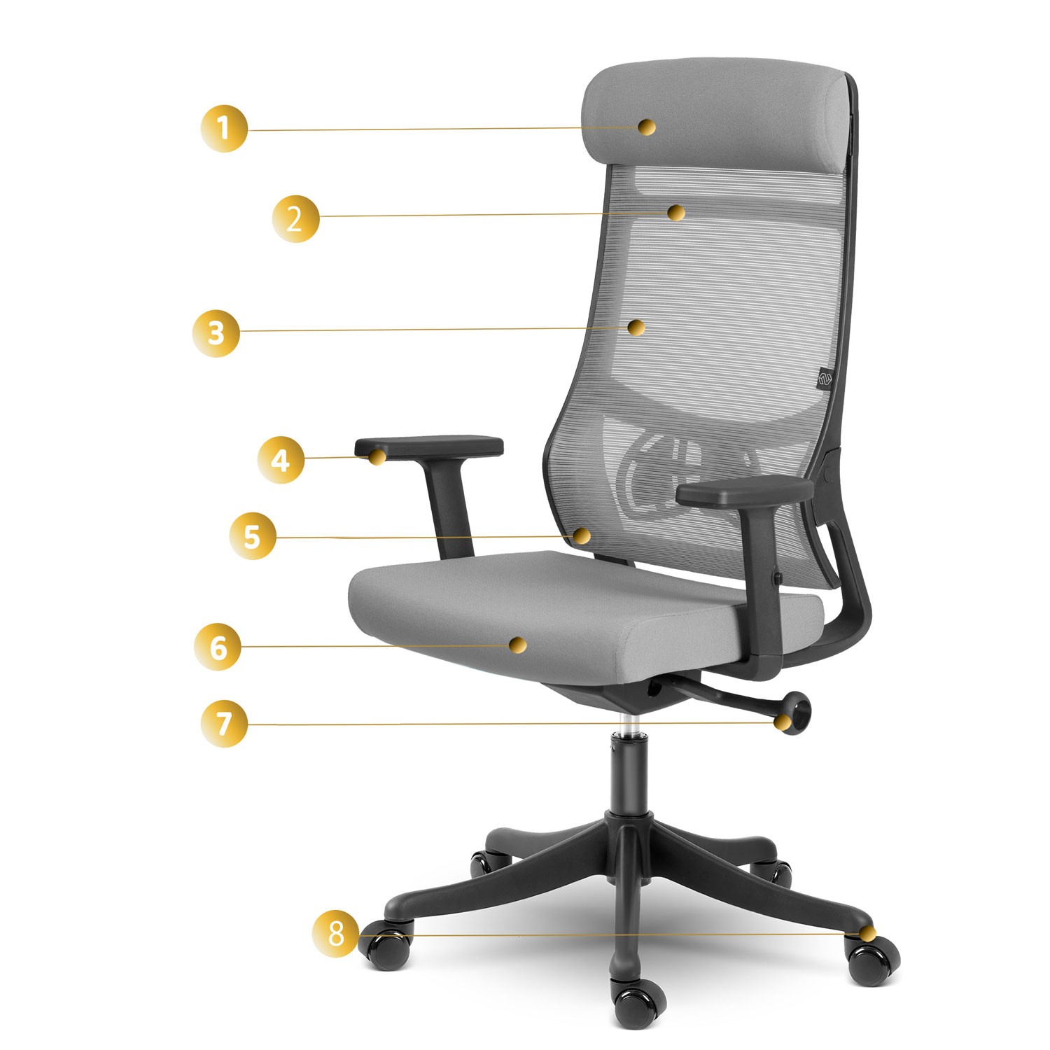 Sofotel Brema mikrovõrgust kontoritool, hall - Image 9