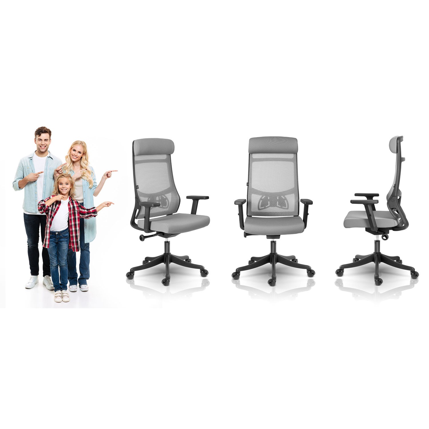 Sofotel Brema mikrovõrgust kontoritool, hall - Image 11