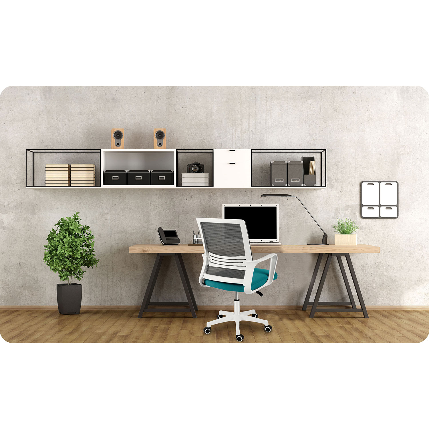 Sofotel Corta mikrovõrgust kontoritool, hall ja türkiissinine - Image 7