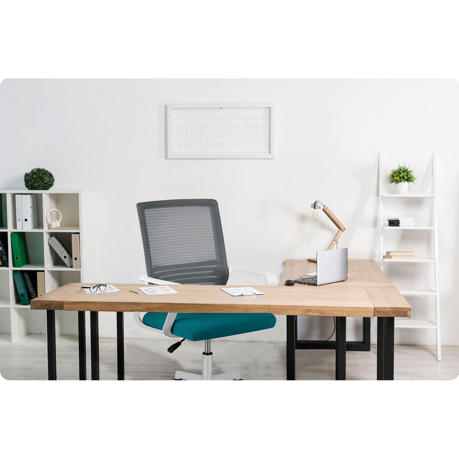 Sofotel Corta mikrovõrgust kontoritool, hall ja türkiissinine - Image 8