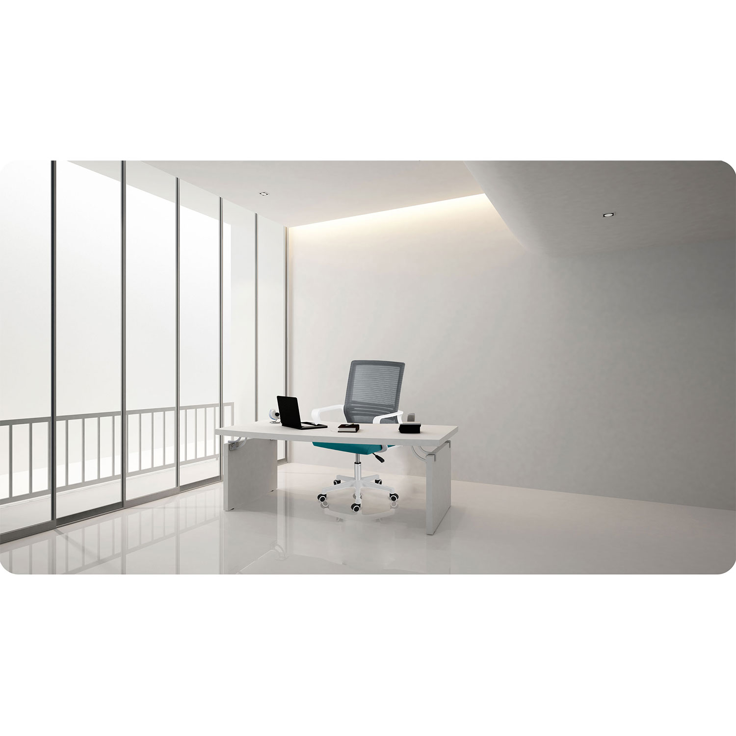 Sofotel Corta mikrovõrgust kontoritool, hall ja türkiissinine - Image 9