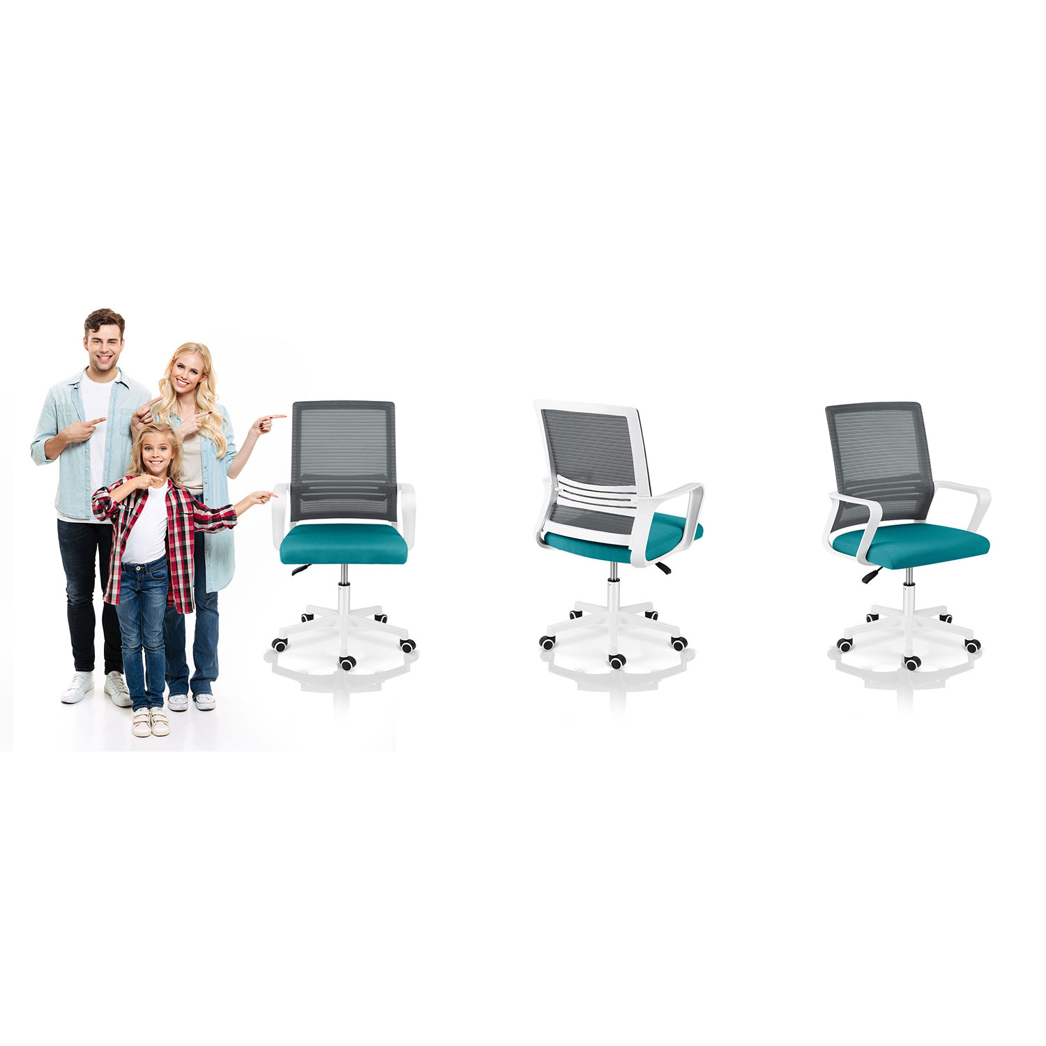 Sofotel Corta mikrovõrgust kontoritool, hall ja türkiissinine - Image 11