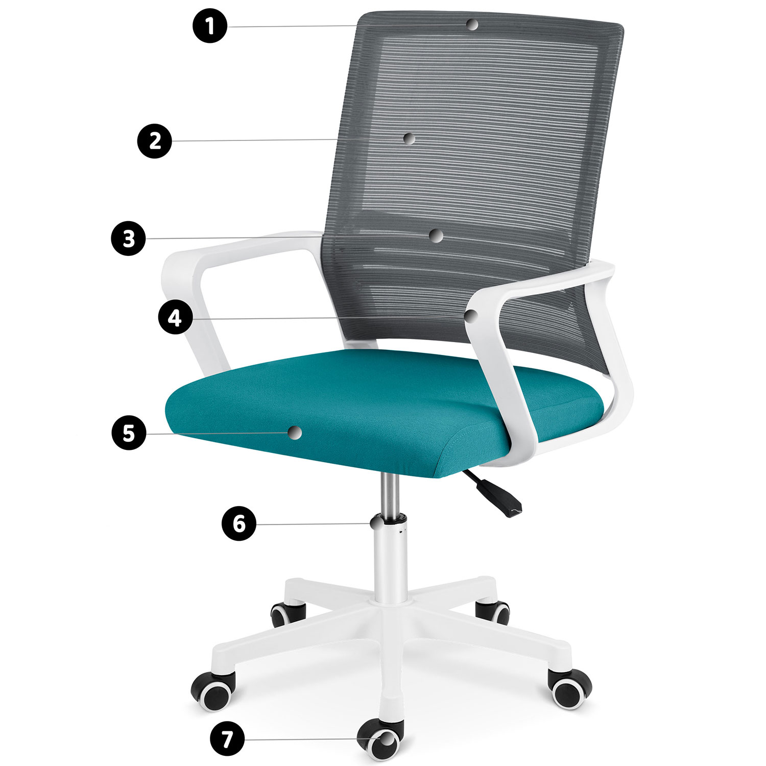 Sofotel Corta mikrovõrgust kontoritool, hall ja türkiissinine - Image 12