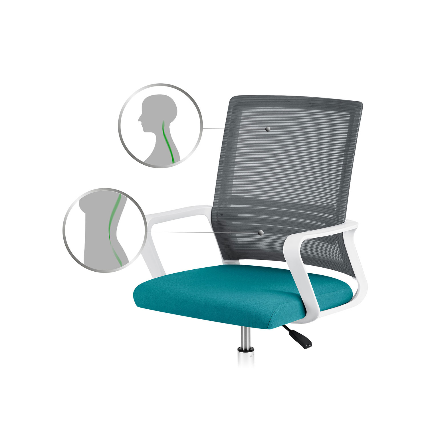 Sofotel Corta mikrovõrgust kontoritool, hall ja türkiissinine - Image 13