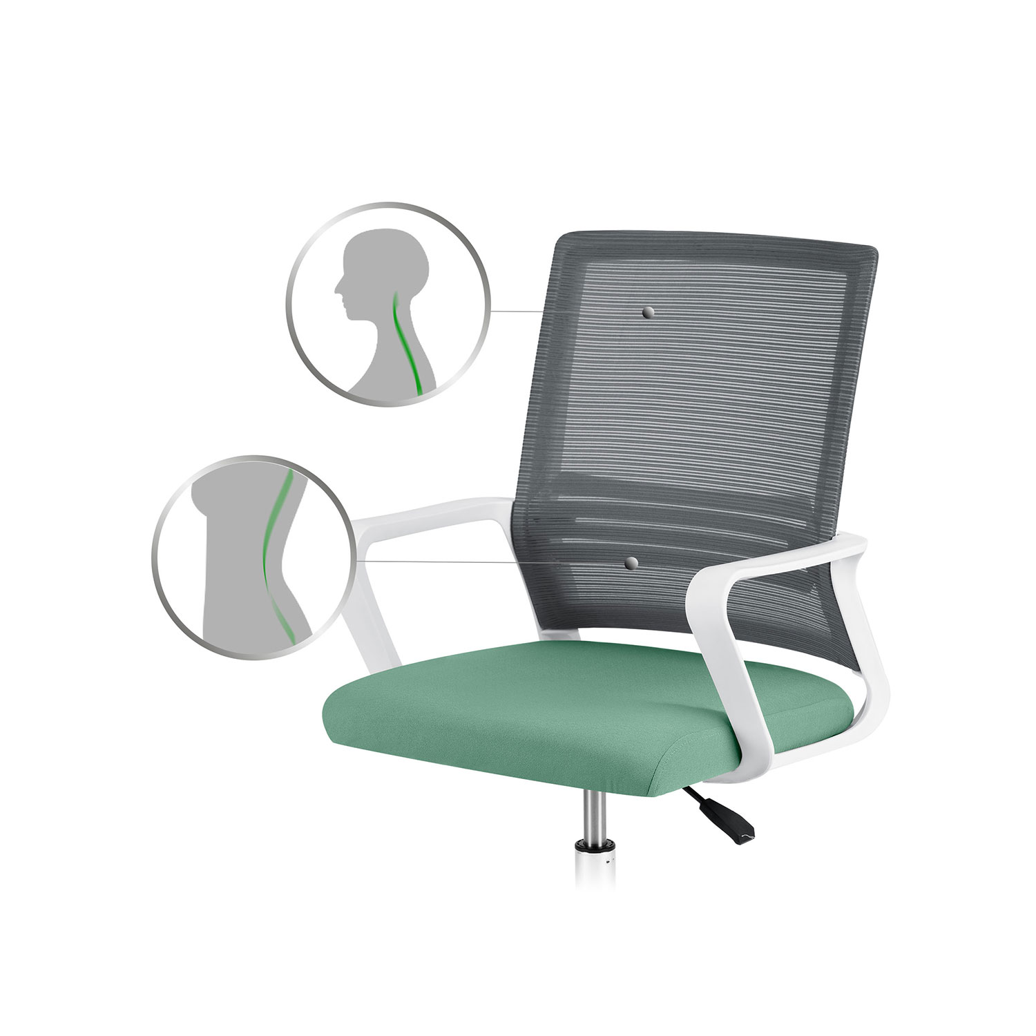 Sofotel Corta mikrovõrgust kontoritool hall-roheline - Image 13