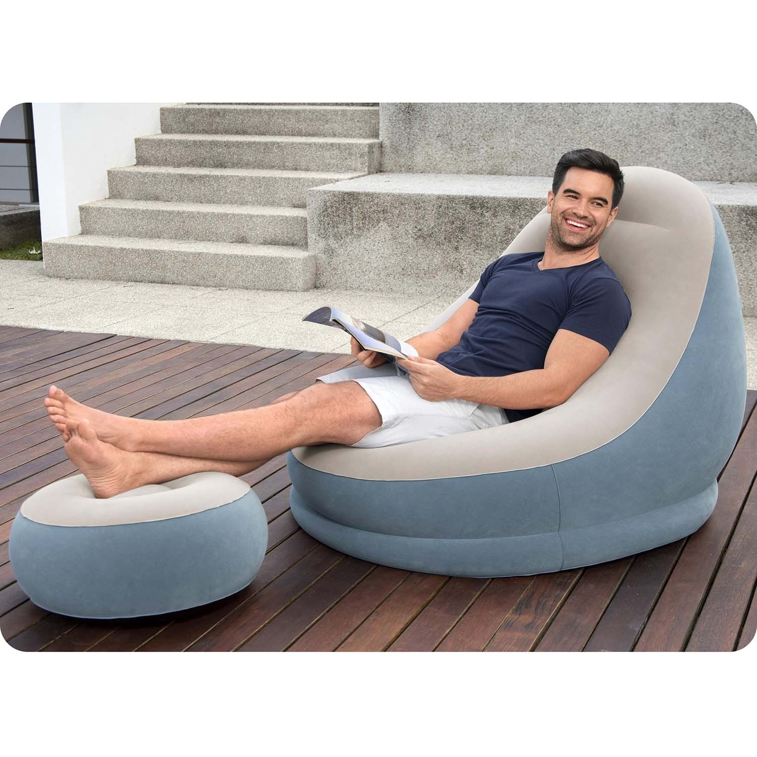 Täispuhutav tugitool jalatoega 122 x 94 x 81 cm Bestway 75053 punane - Image 4