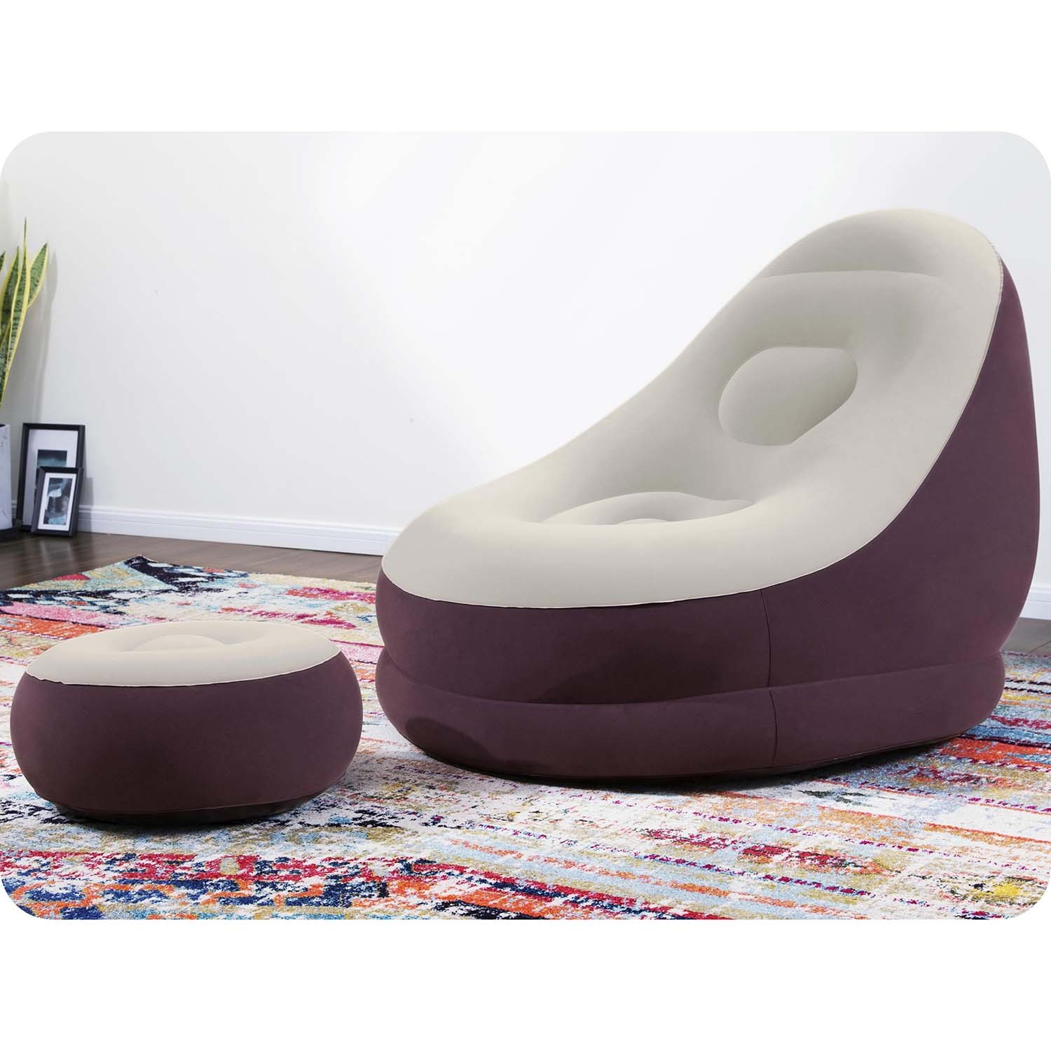 Täispuhutav tugitool jalatoega 122 x 94 x 81 cm Bestway 75053 punane - Image 7