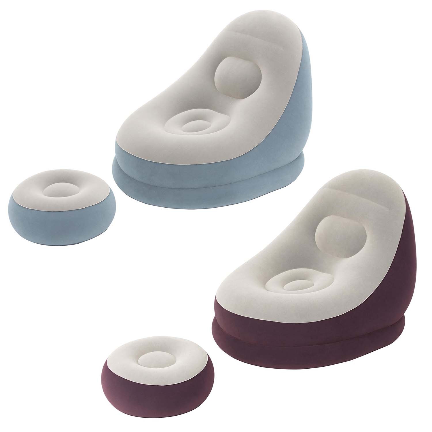 Täispuhutav tugitool jalatoega 122 x 94 x 81 cm Bestway 75053 punane