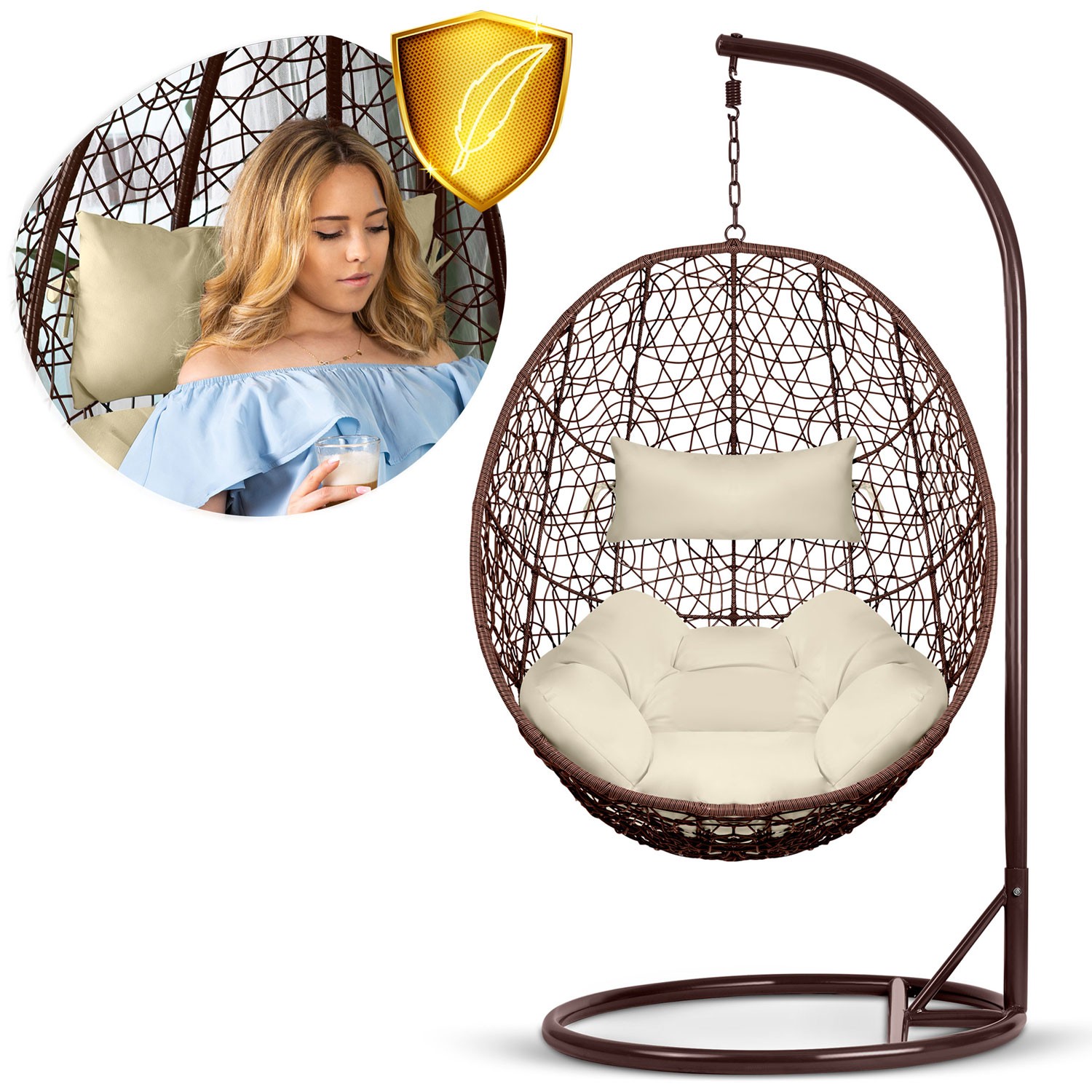 Brava pruun ripp-aiatool + beežid Sofotel padjad - Image 11