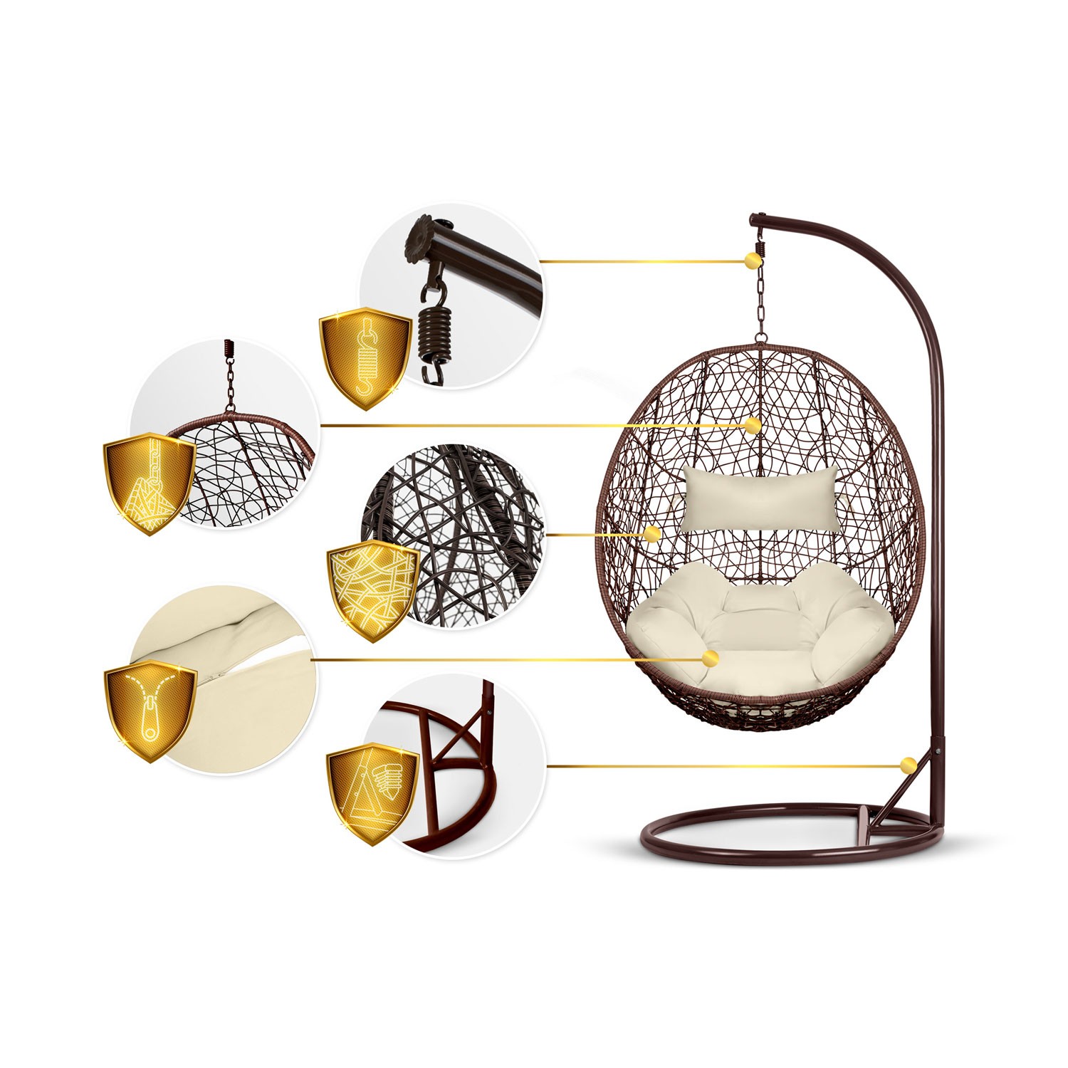 Brava pruun ripp-aiatool + beežid Sofotel padjad - Image 12