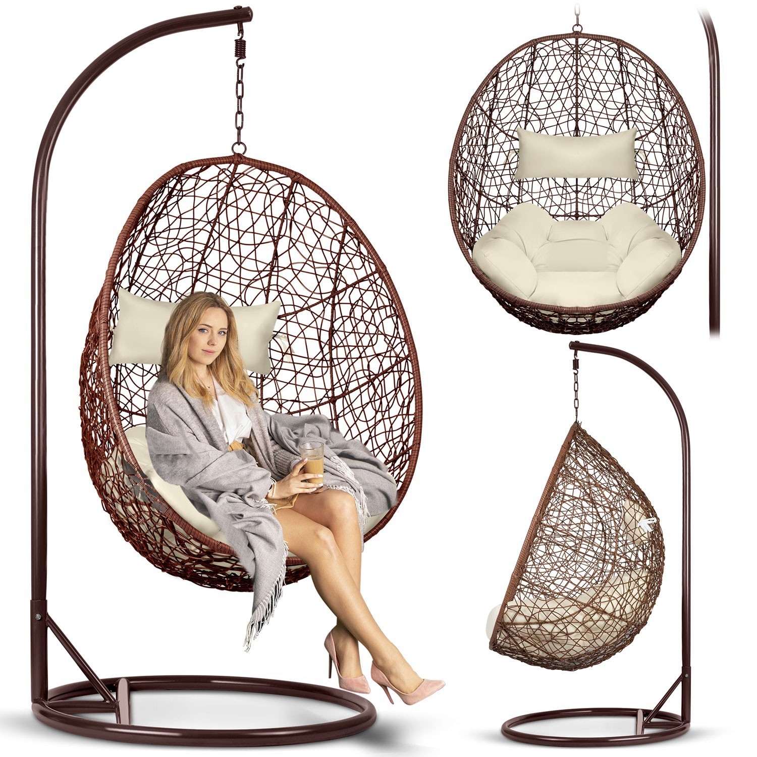 Brava pruun ripp-aiatool + beežid Sofotel padjad