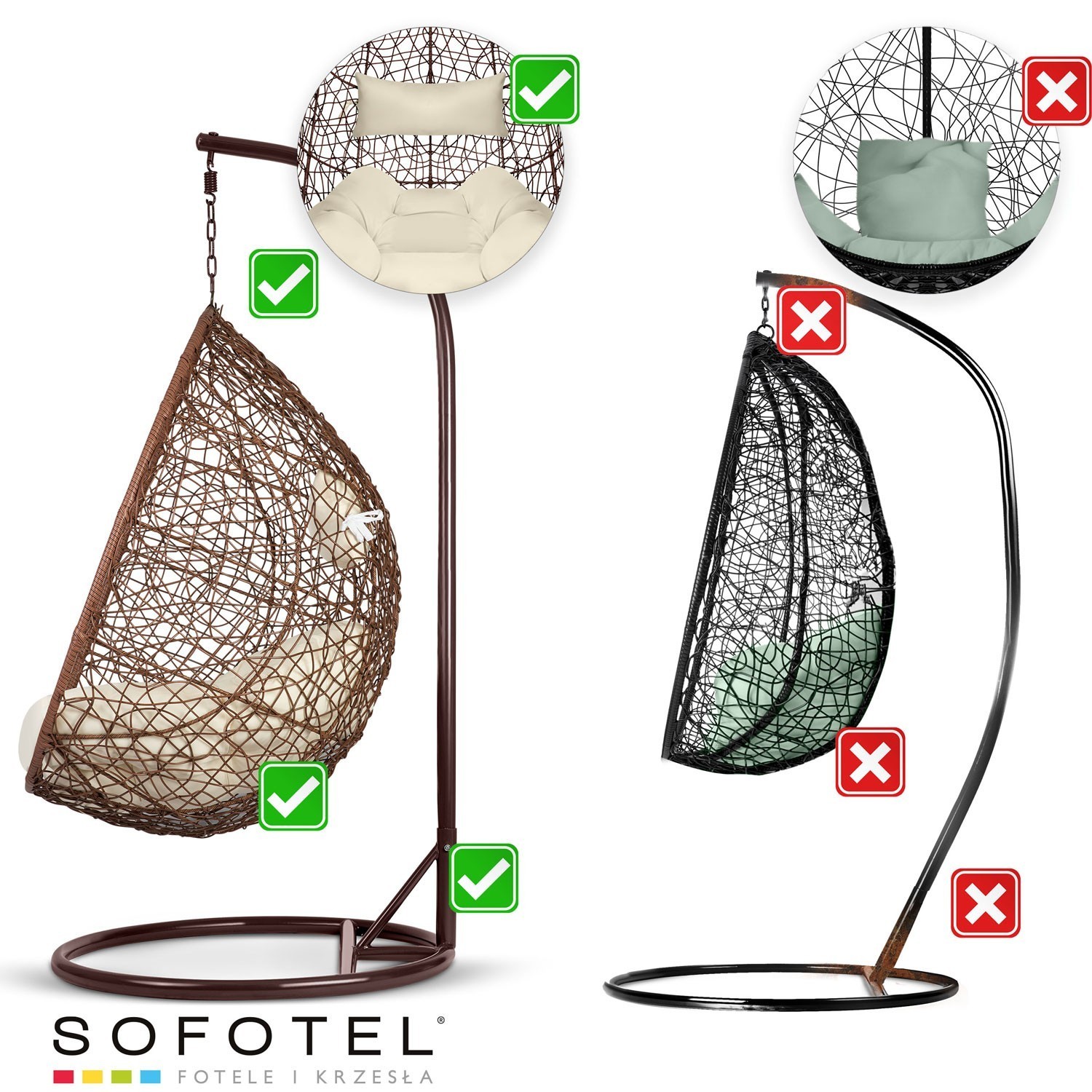 Brava pruun ripp-aiatool + beežid Sofotel padjad - Image 14