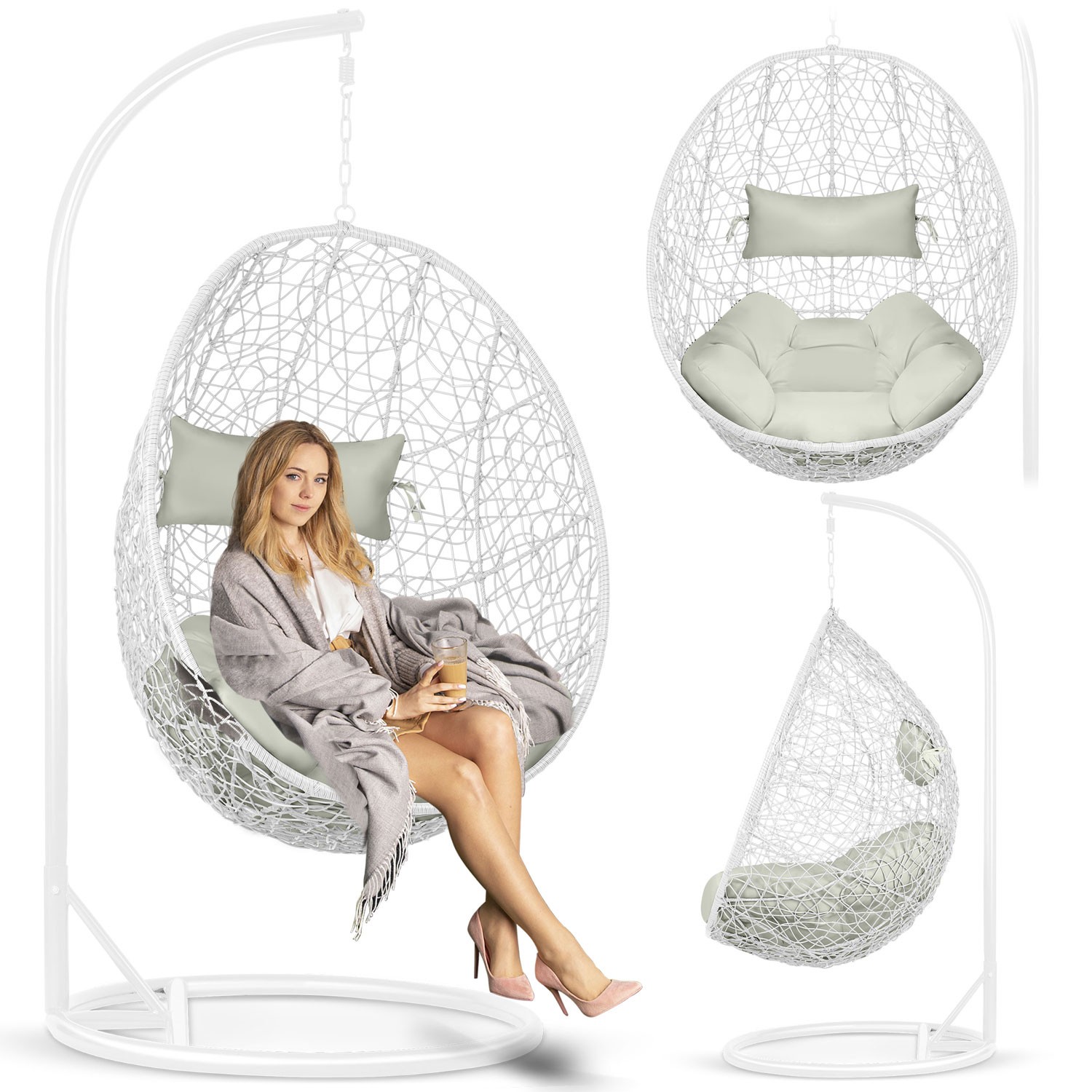 Brava ripptool valge + Sofotel hallid padjad