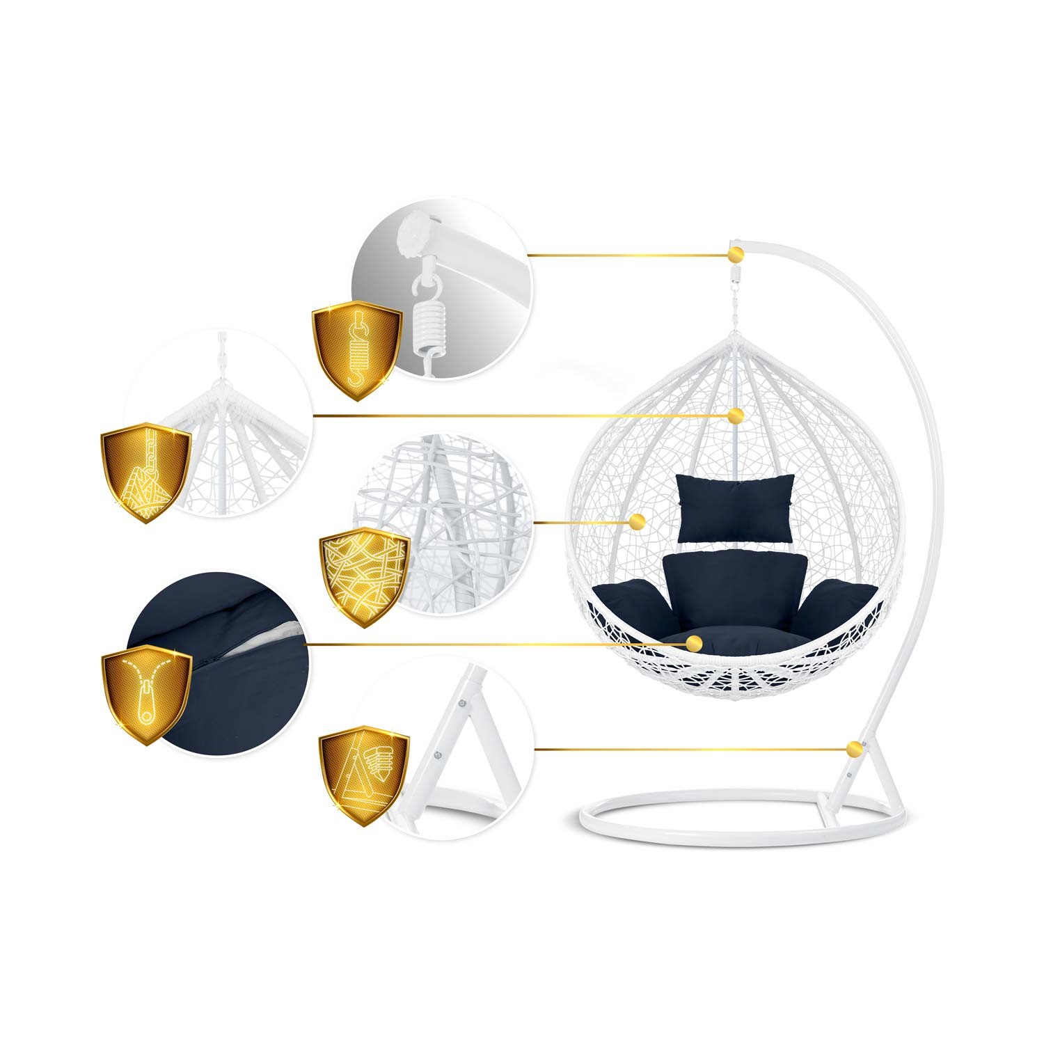 Havana valge ripp-kiiktool + tumesinised padjad - Image 13