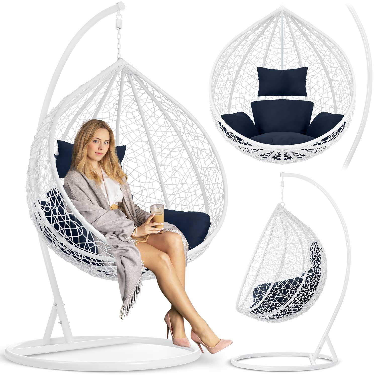 Havana valge ripp-kiiktool + tumesinised padjad