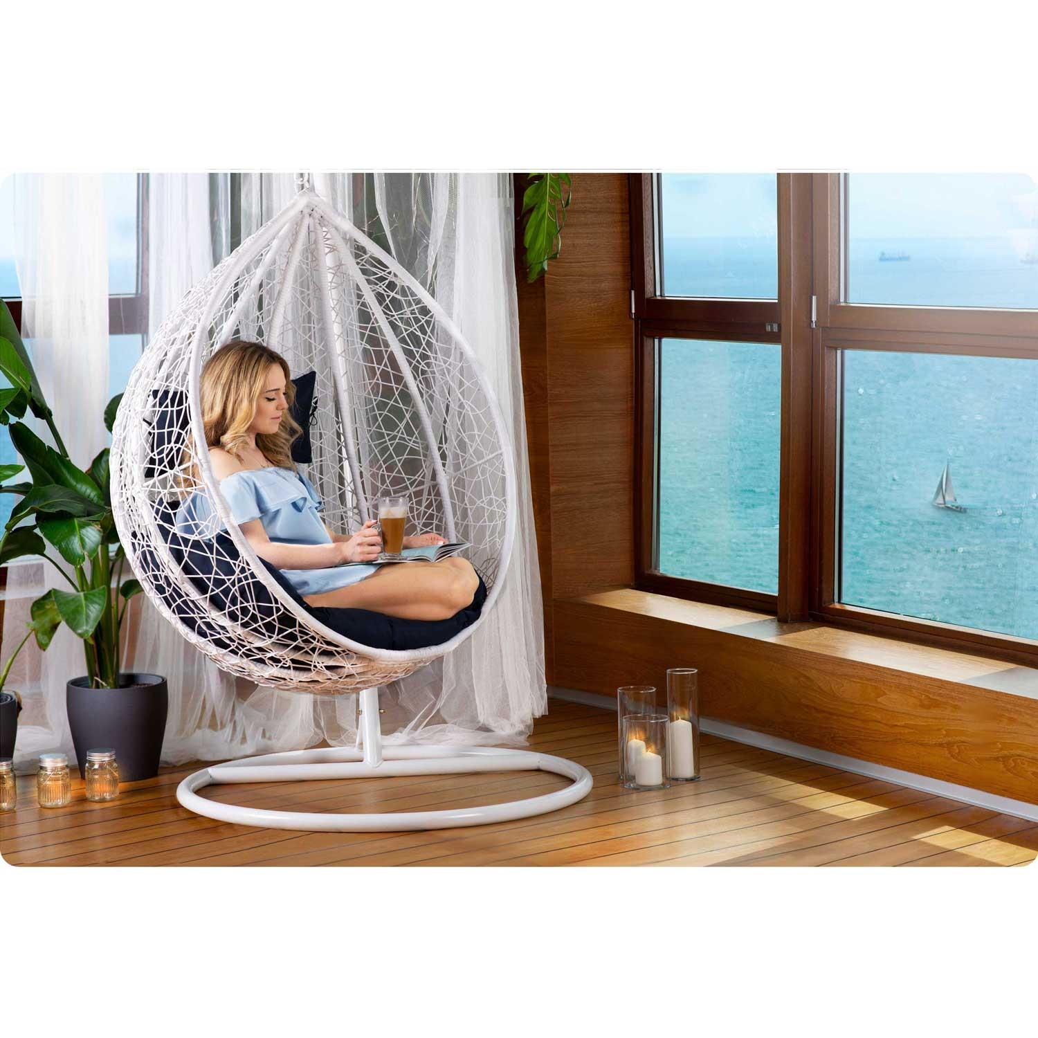 Havana valge ripp-kiiktool + tumesinised padjad - Image 6