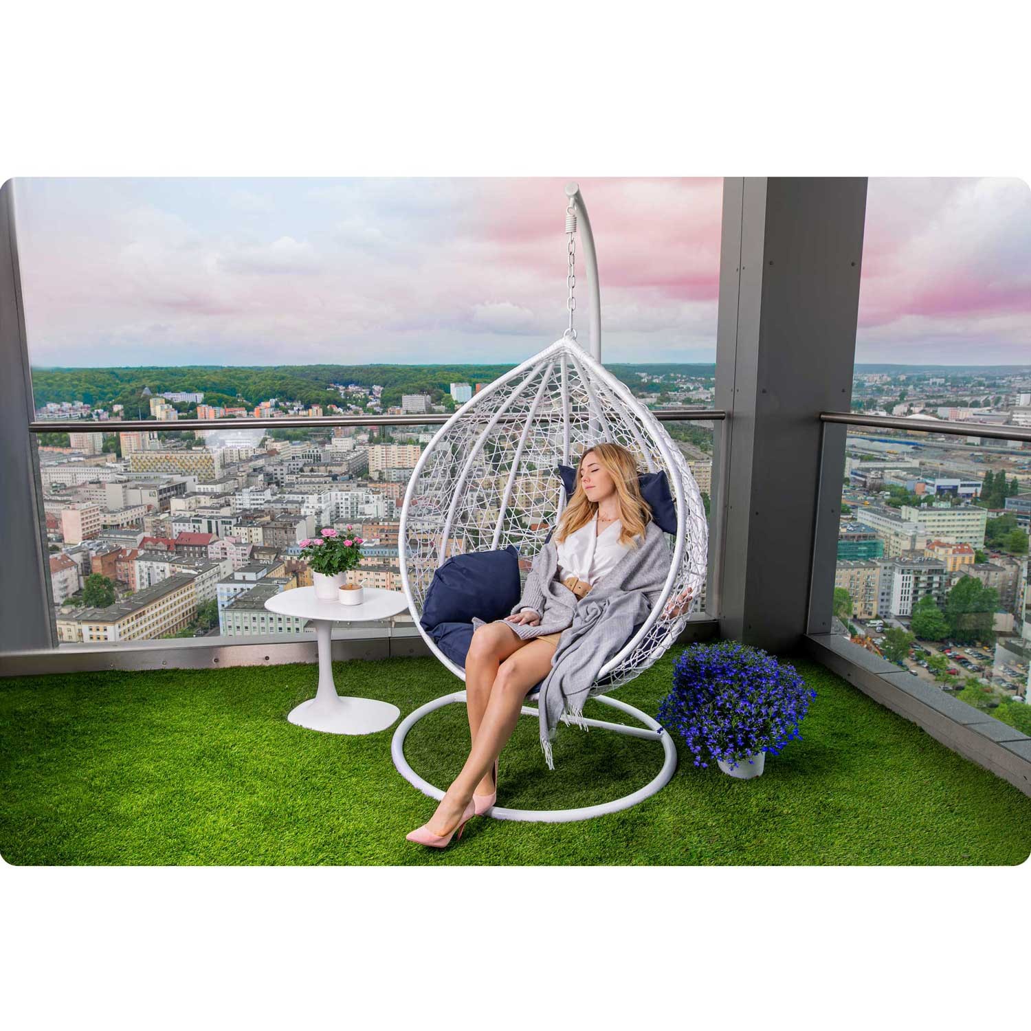 Havana valge ripp-kiiktool + tumesinised padjad - Image 10