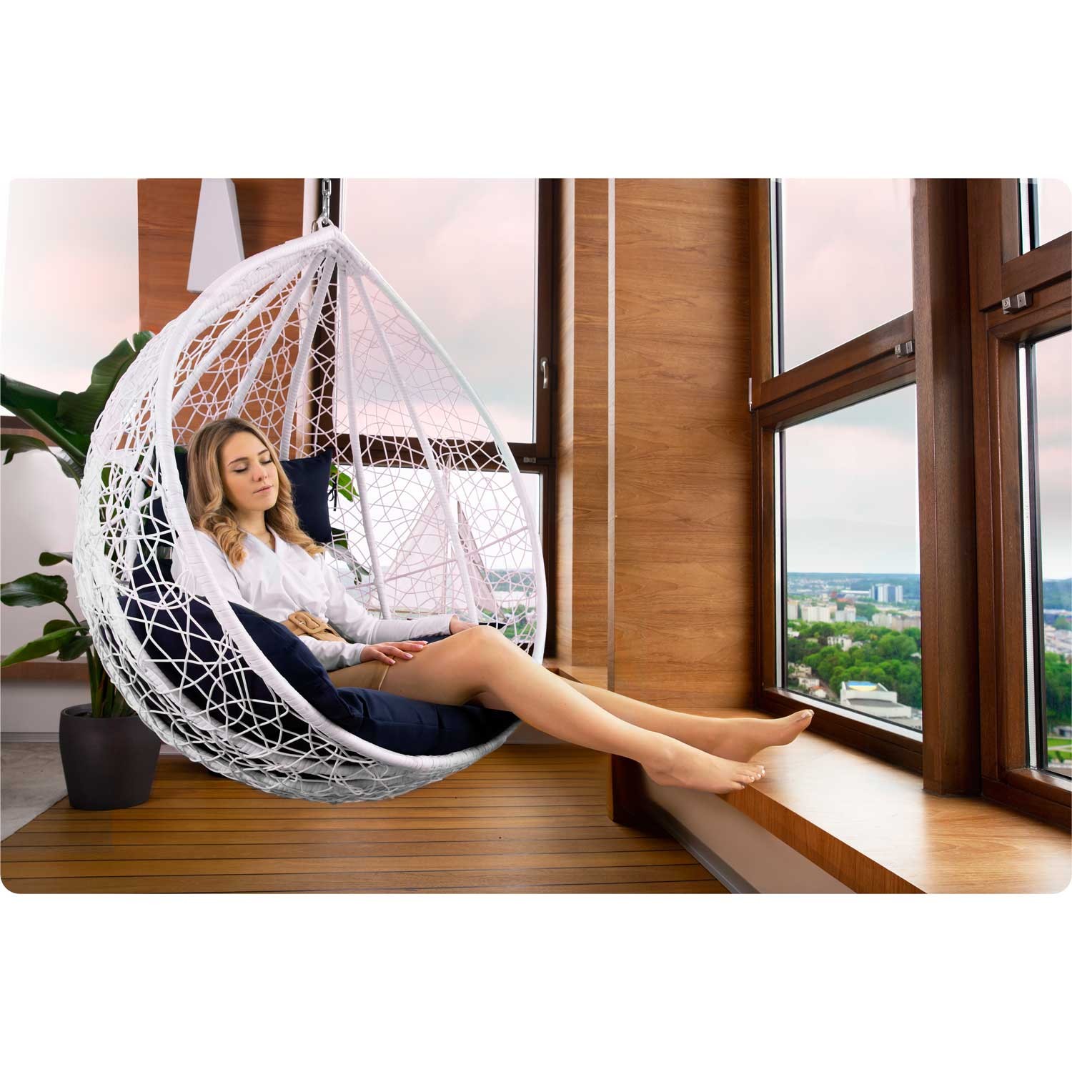 Havana valge ripp-kiiktool + tumesinised padjad - Image 4