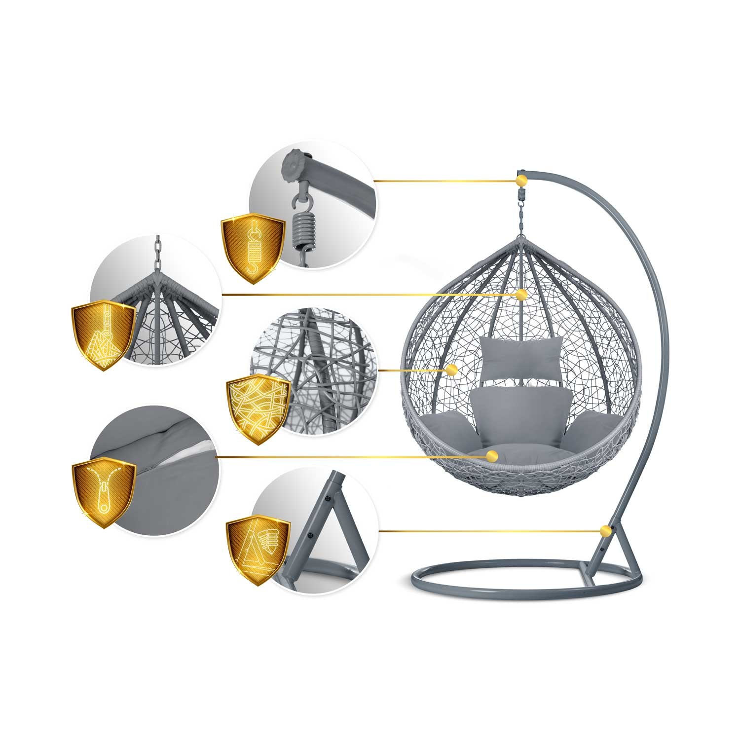 Havana rippkiiktool, tumehall + hallid padjad - Image 9