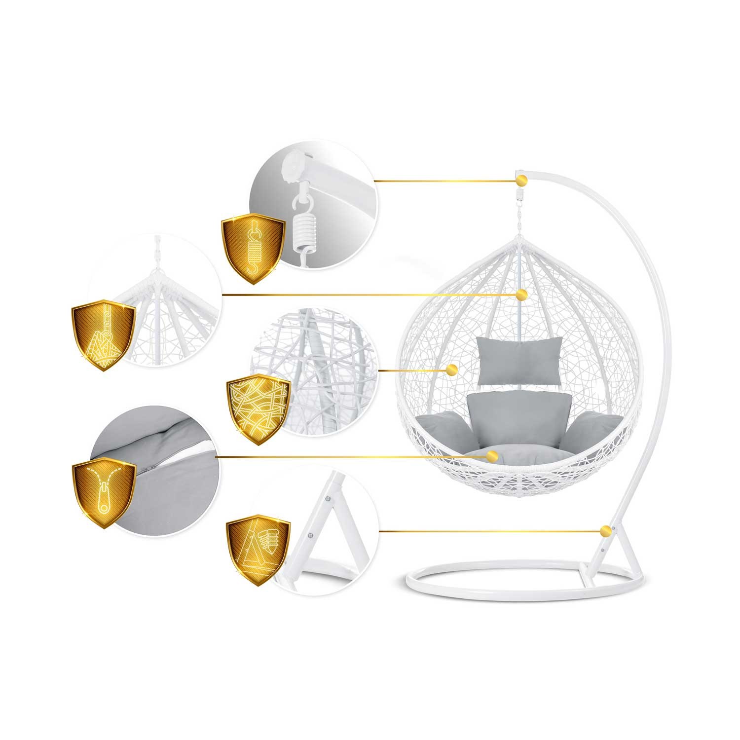 Havana rippkiiktool, valge + helehallid padjad - Image 13