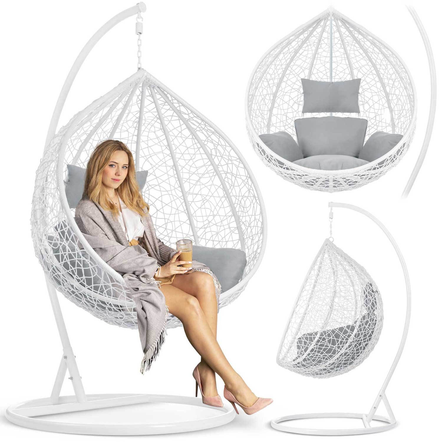 Havana rippkiiktool, valge + helehallid padjad