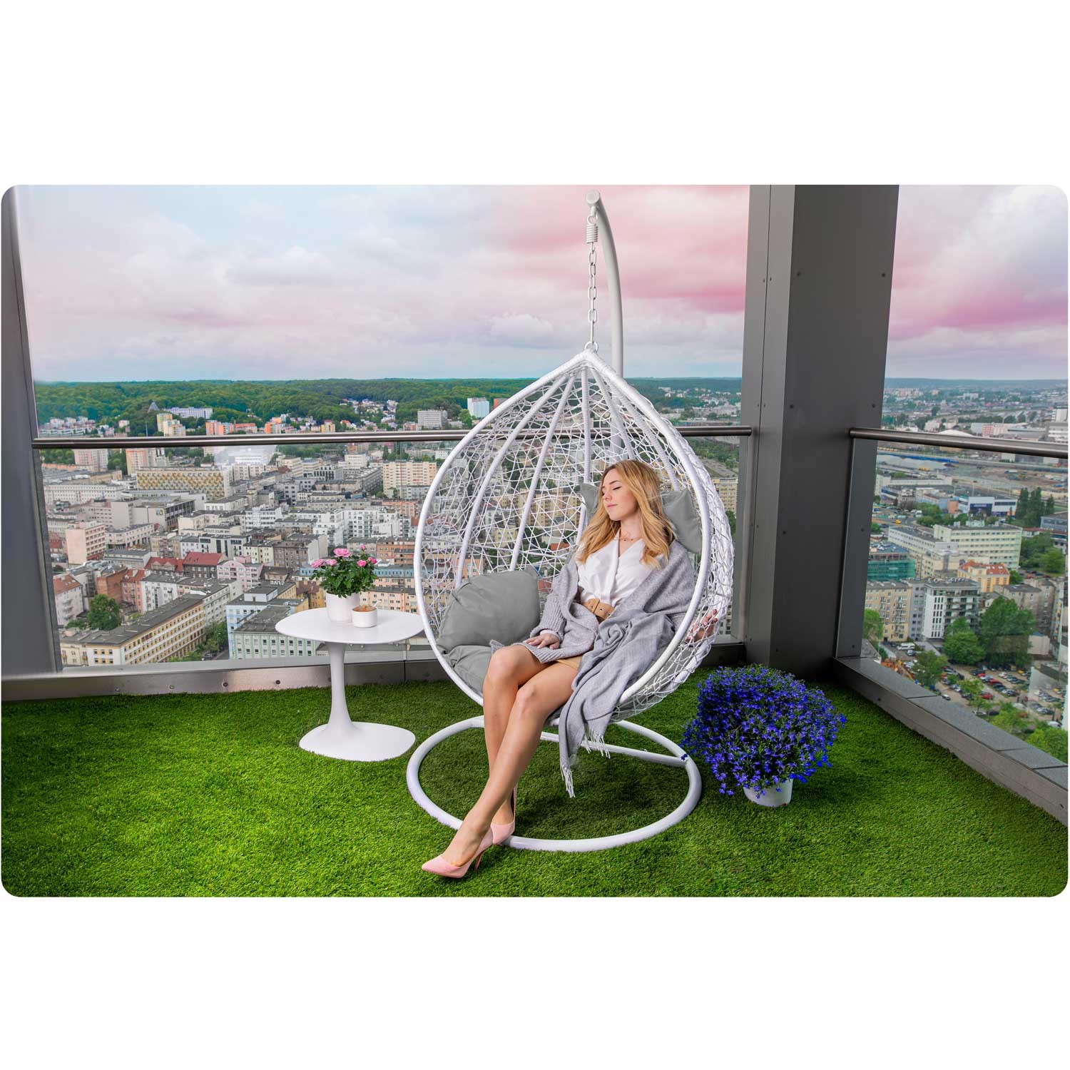 Havana rippkiiktool, valge + helehallid padjad - Image 8