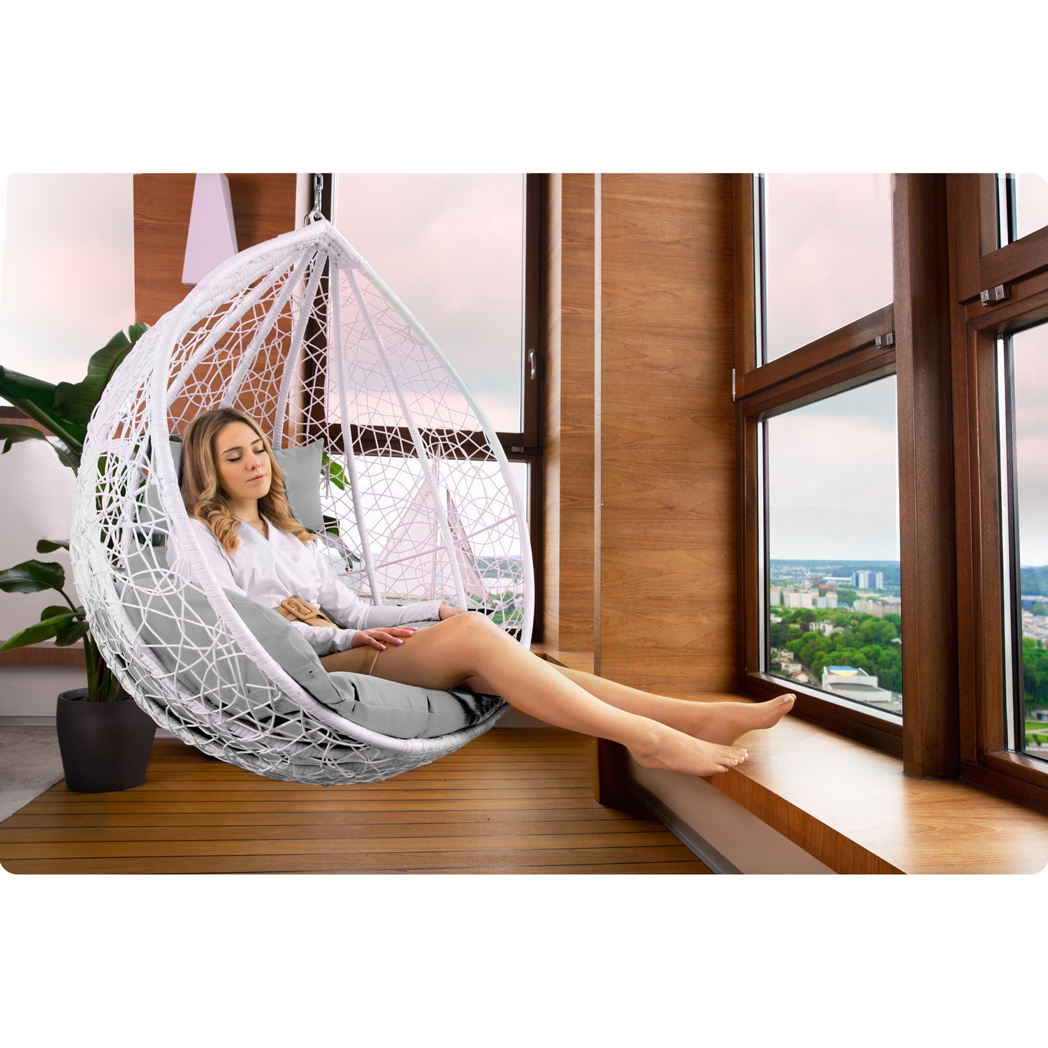 Havana rippkiiktool, valge + helehallid padjad - Image 12