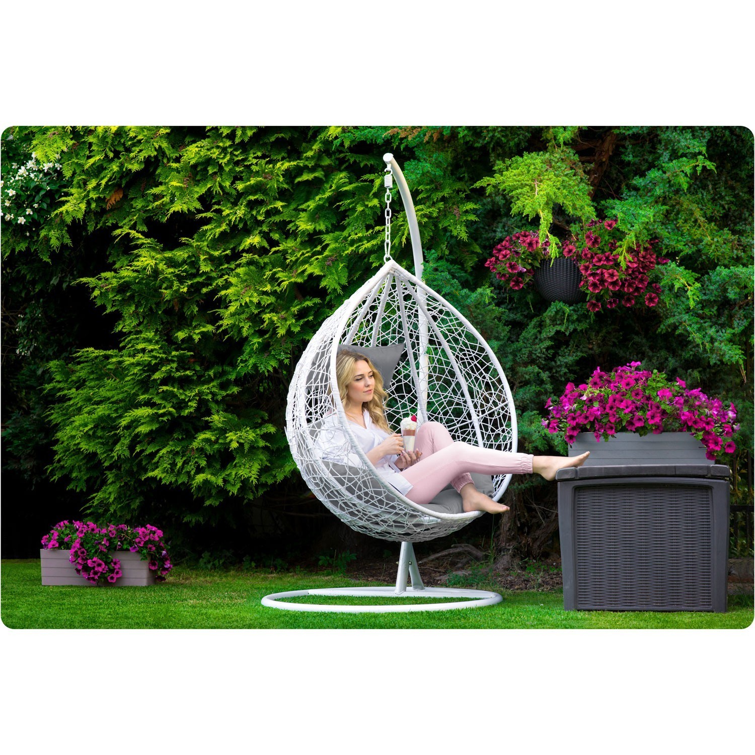 Havana rippkiiktool, valge + helehallid padjad - Image 10