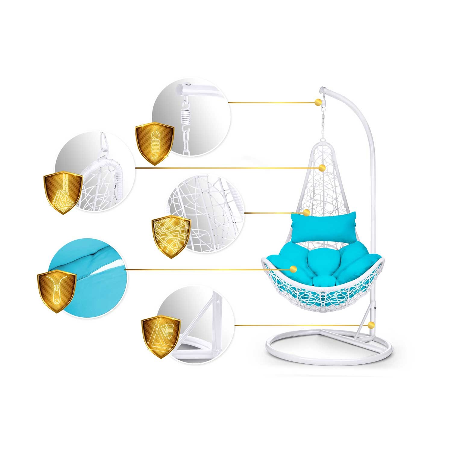 Cabana rippuv kiiktool valge + sinised padjad - Image 13