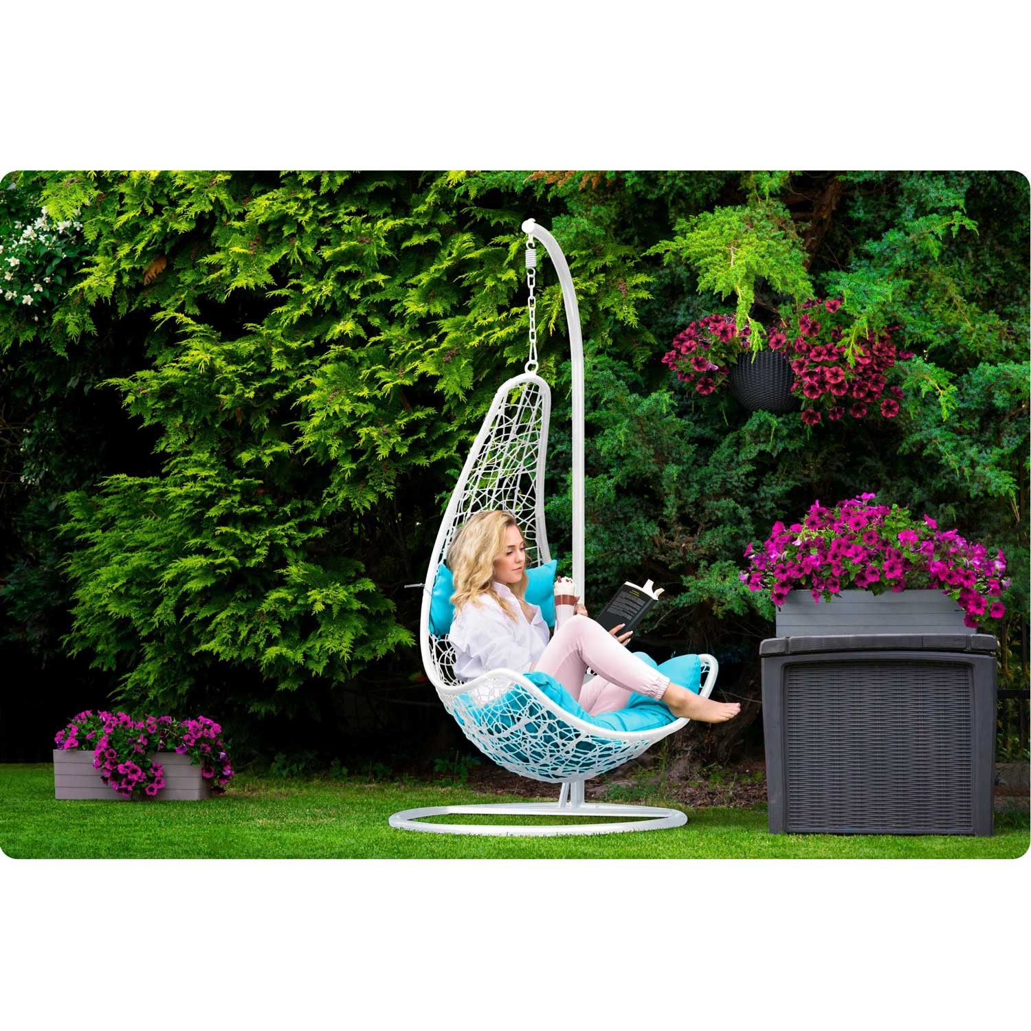 Cabana rippuv kiiktool valge + sinised padjad - Image 10