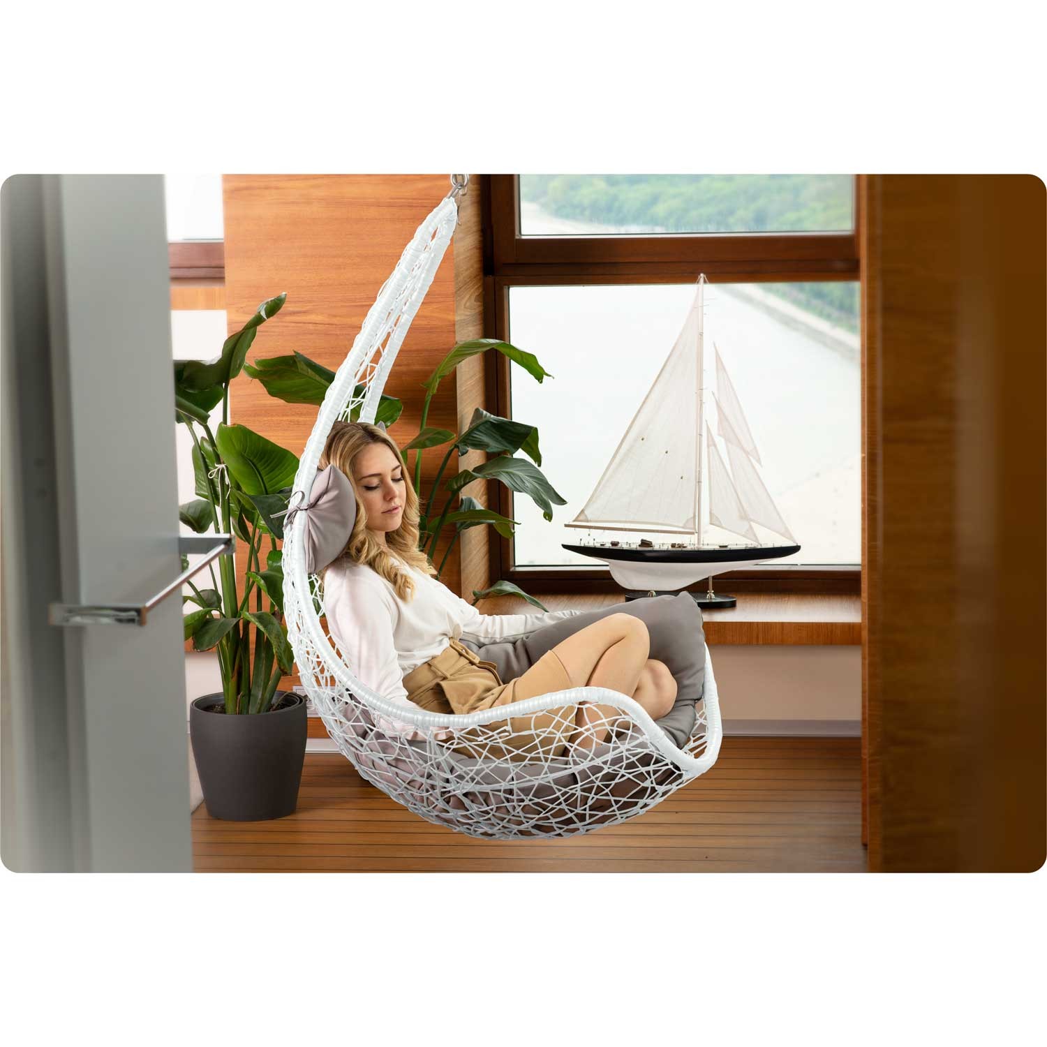 Cabana ripp-aiatool valge + hallid padjad - Image 6