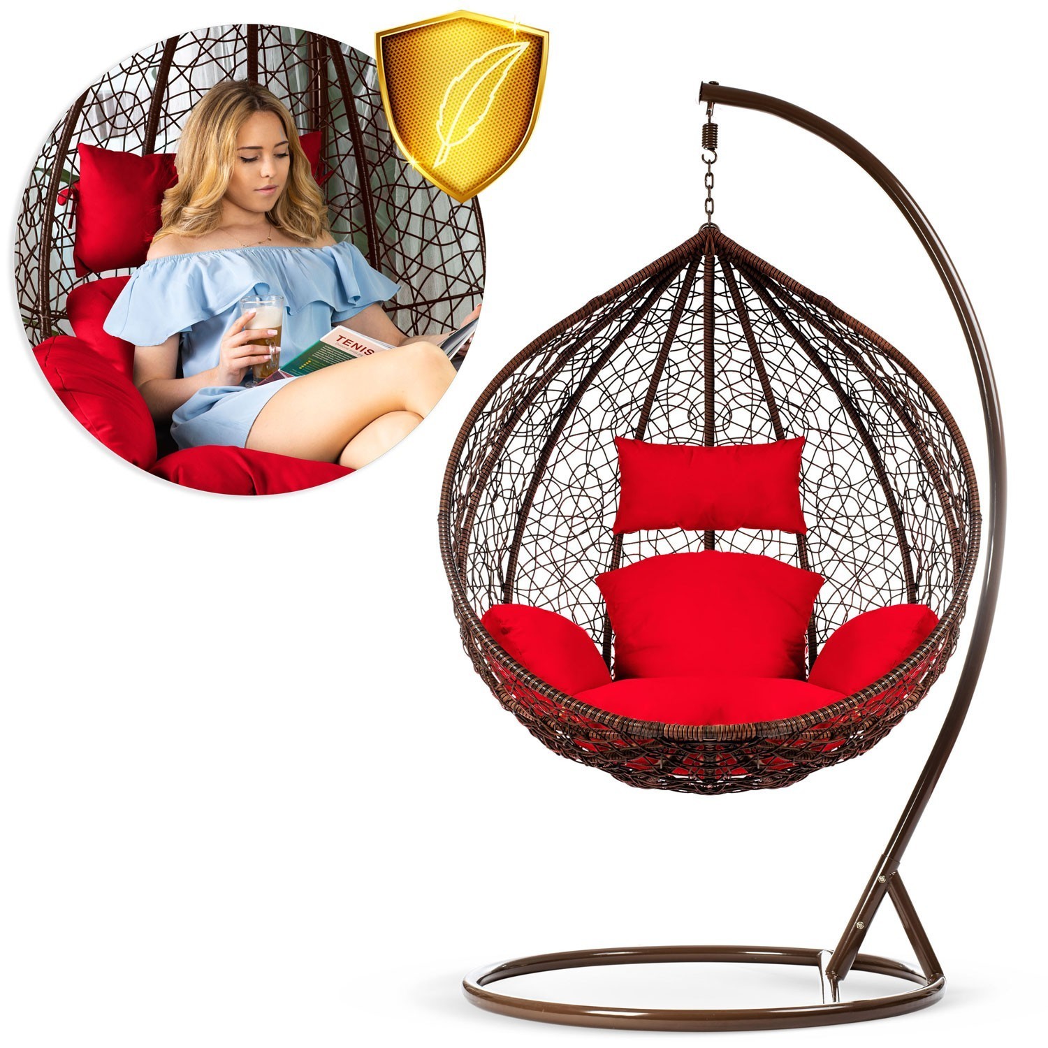 Havana pruun ripptool aias + punased padjad Sofotel - Image 11