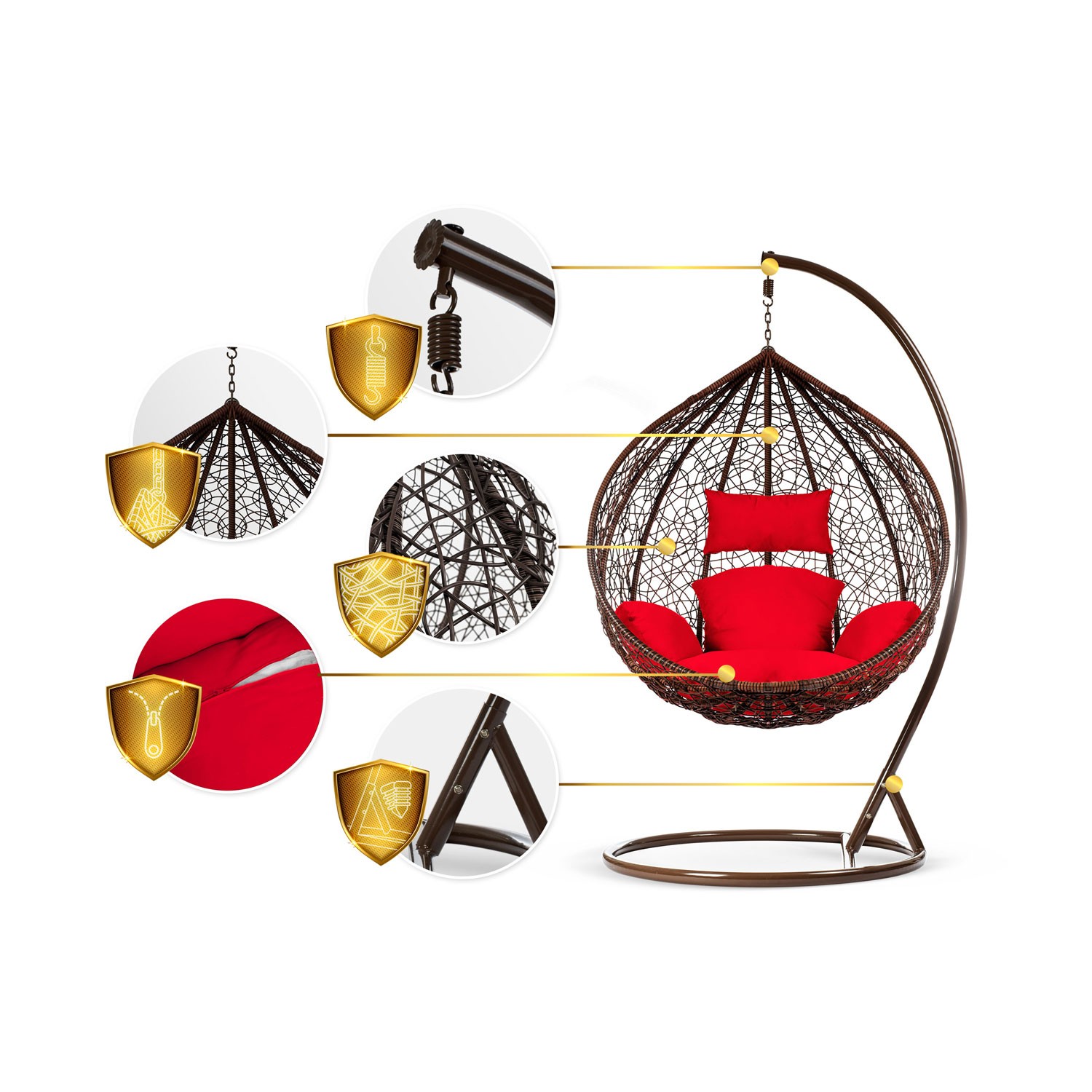 Havana pruun ripptool aias + punased padjad Sofotel - Image 12