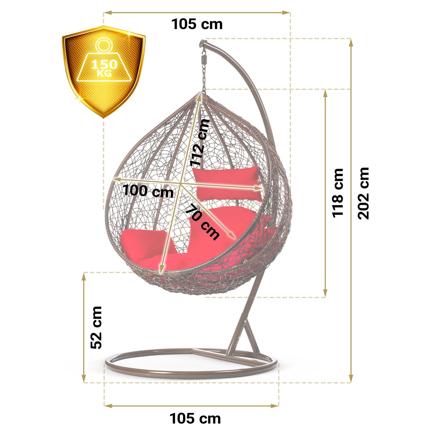 Havana pruun ripptool aias + punased padjad Sofotel - Image 13