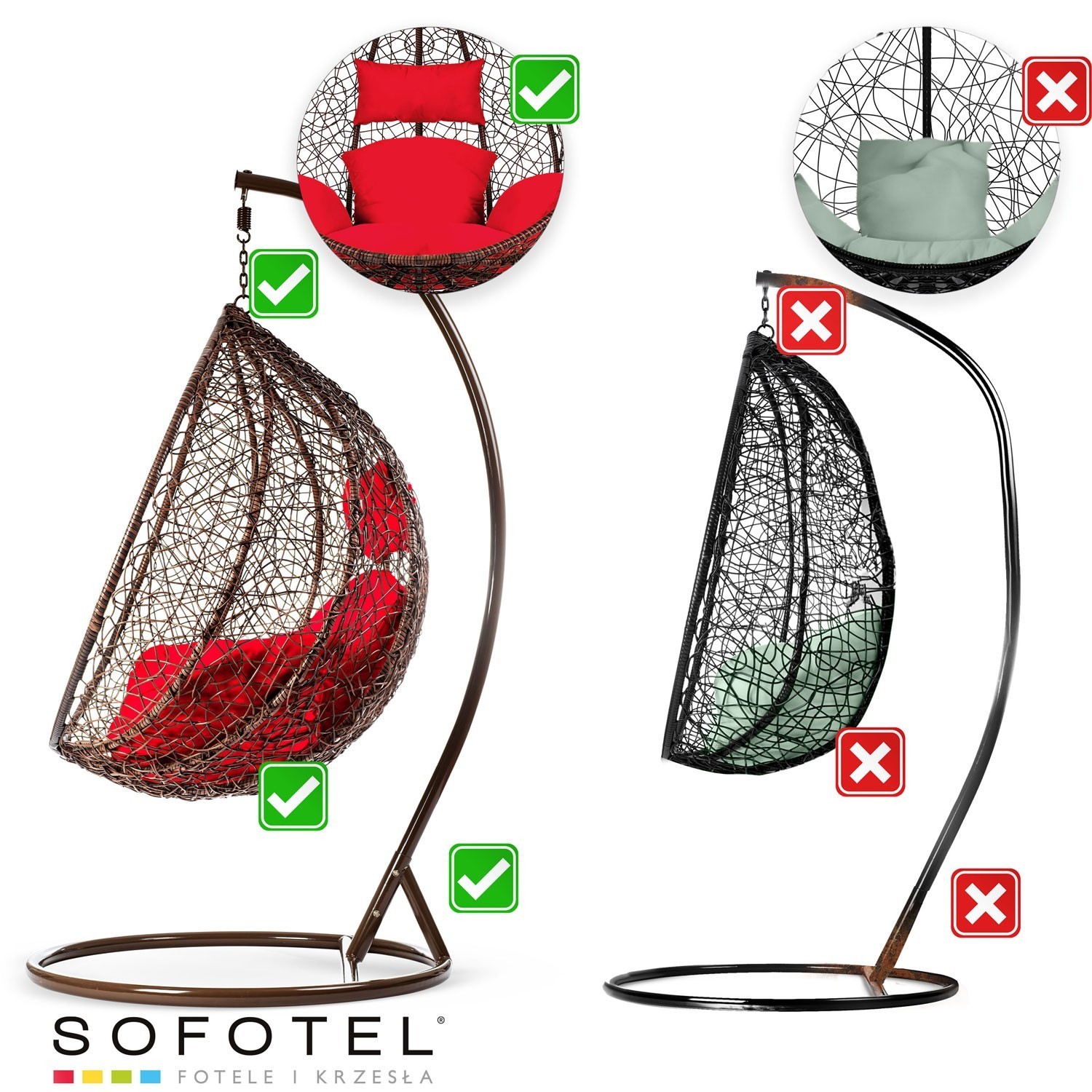 Havana pruun ripptool aias + punased padjad Sofotel - Image 14