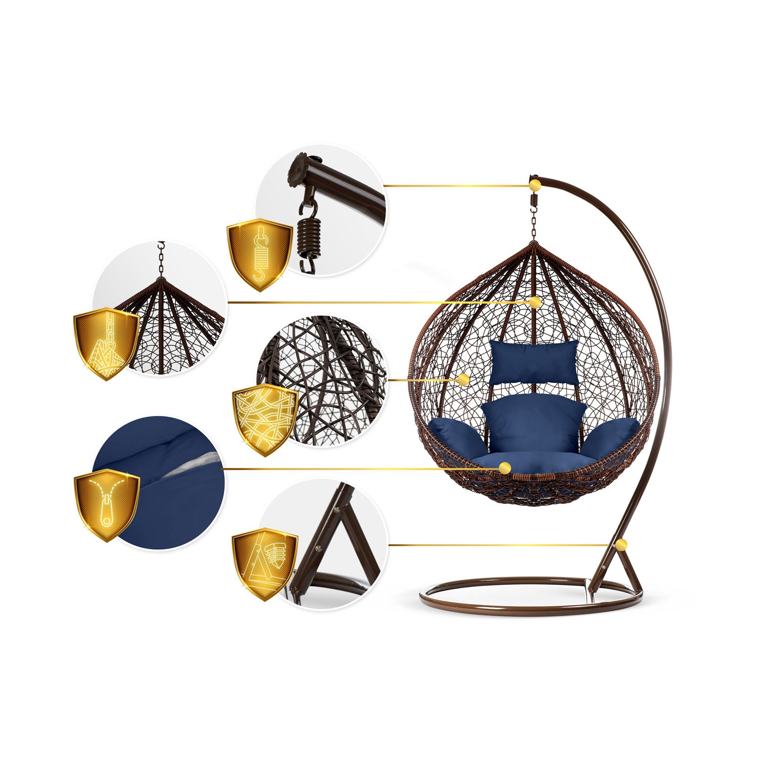 Havana pruun ripptool aias + tumesinised Sofoteli padjad - Image 13