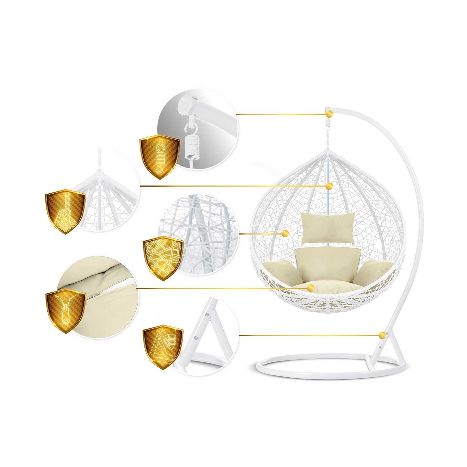 Havana valge ripptool aias + beežid padjad Sofotel - Image 14