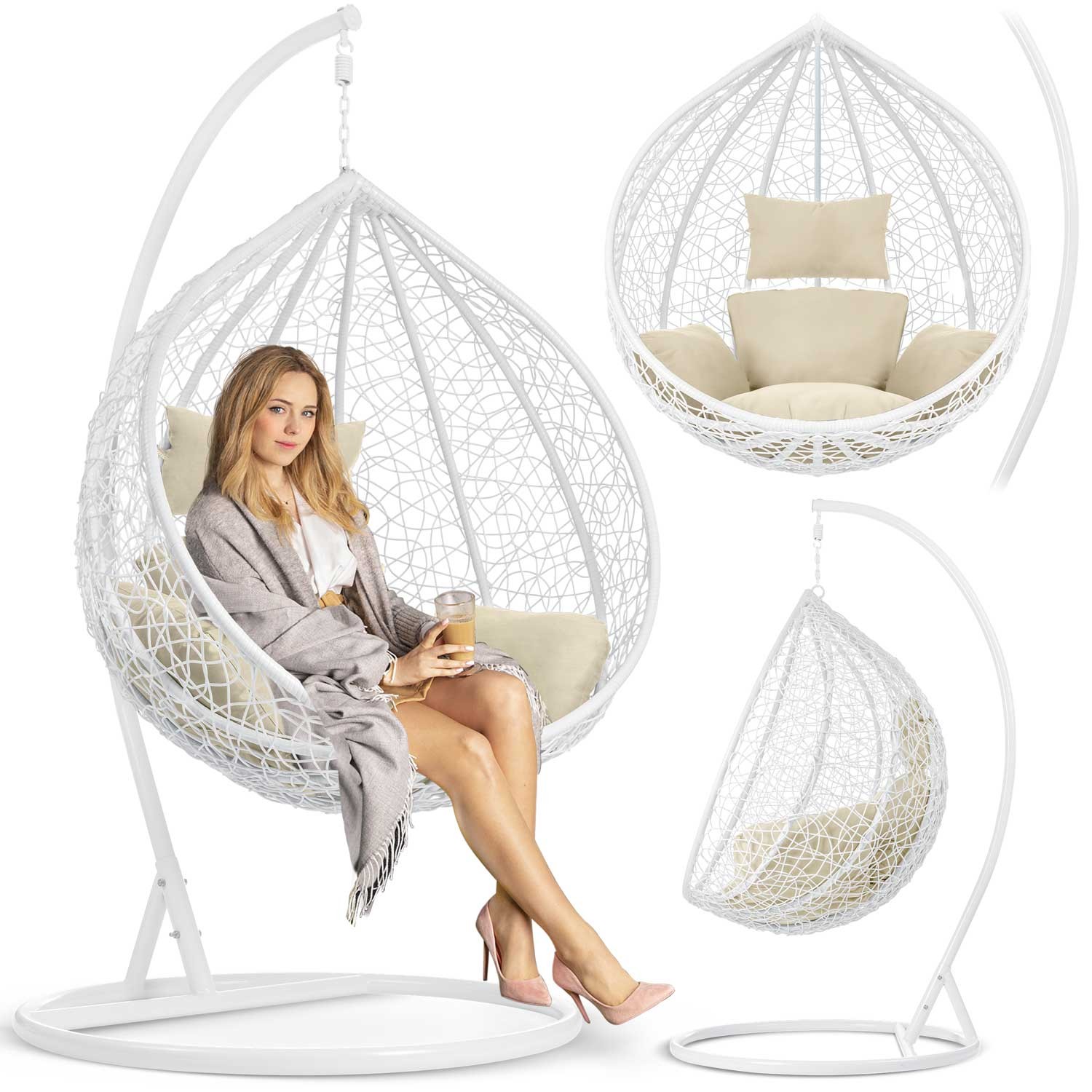 Havana valge ripptool aias + beežid padjad Sofotel